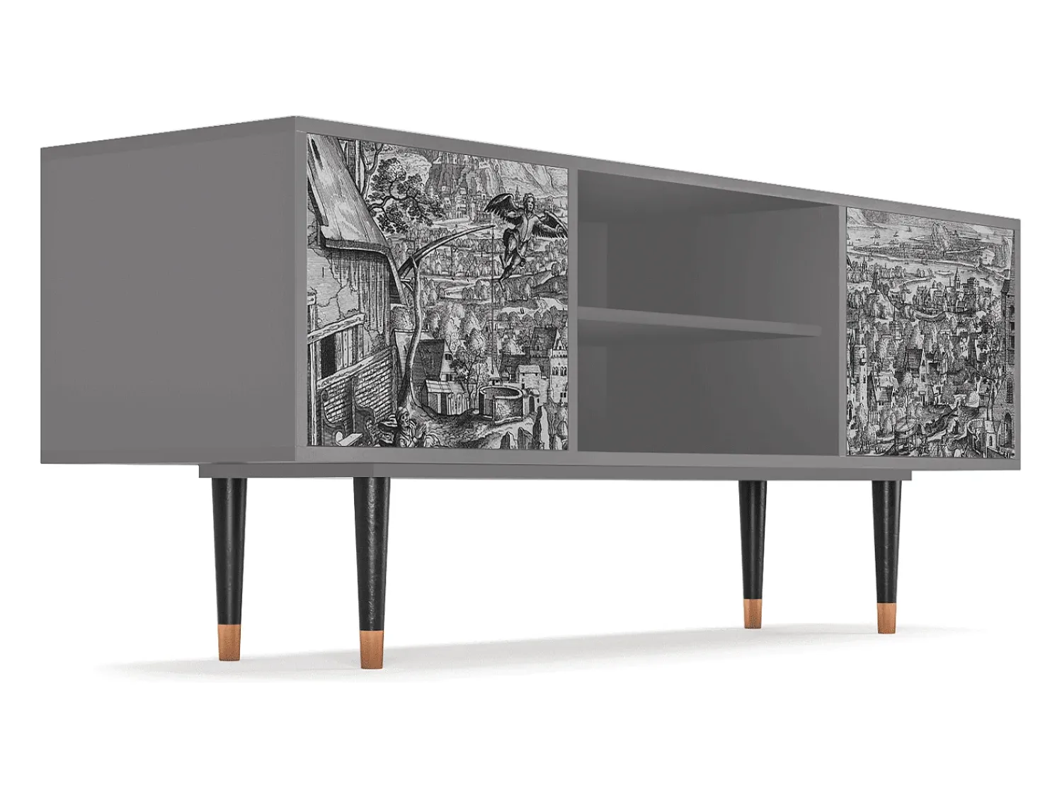 Móvel De Tv| Mueble de TV - 170х69х48 cm - T2 - Departure, Cinza Cinzento