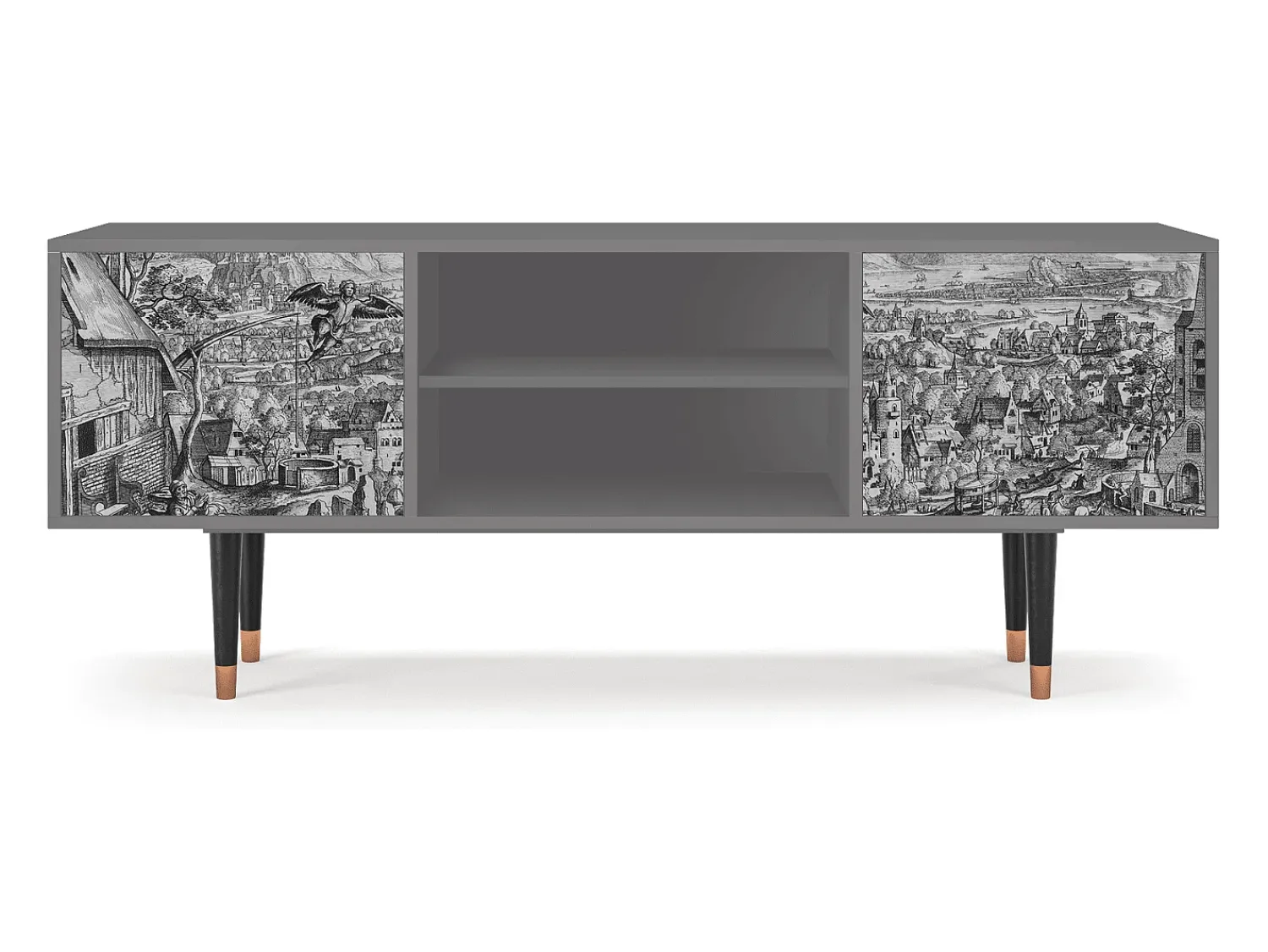 Móvel De Tv| Mueble de TV - 170х69х48 cm - T2 - Departure, Cinza Cinzento