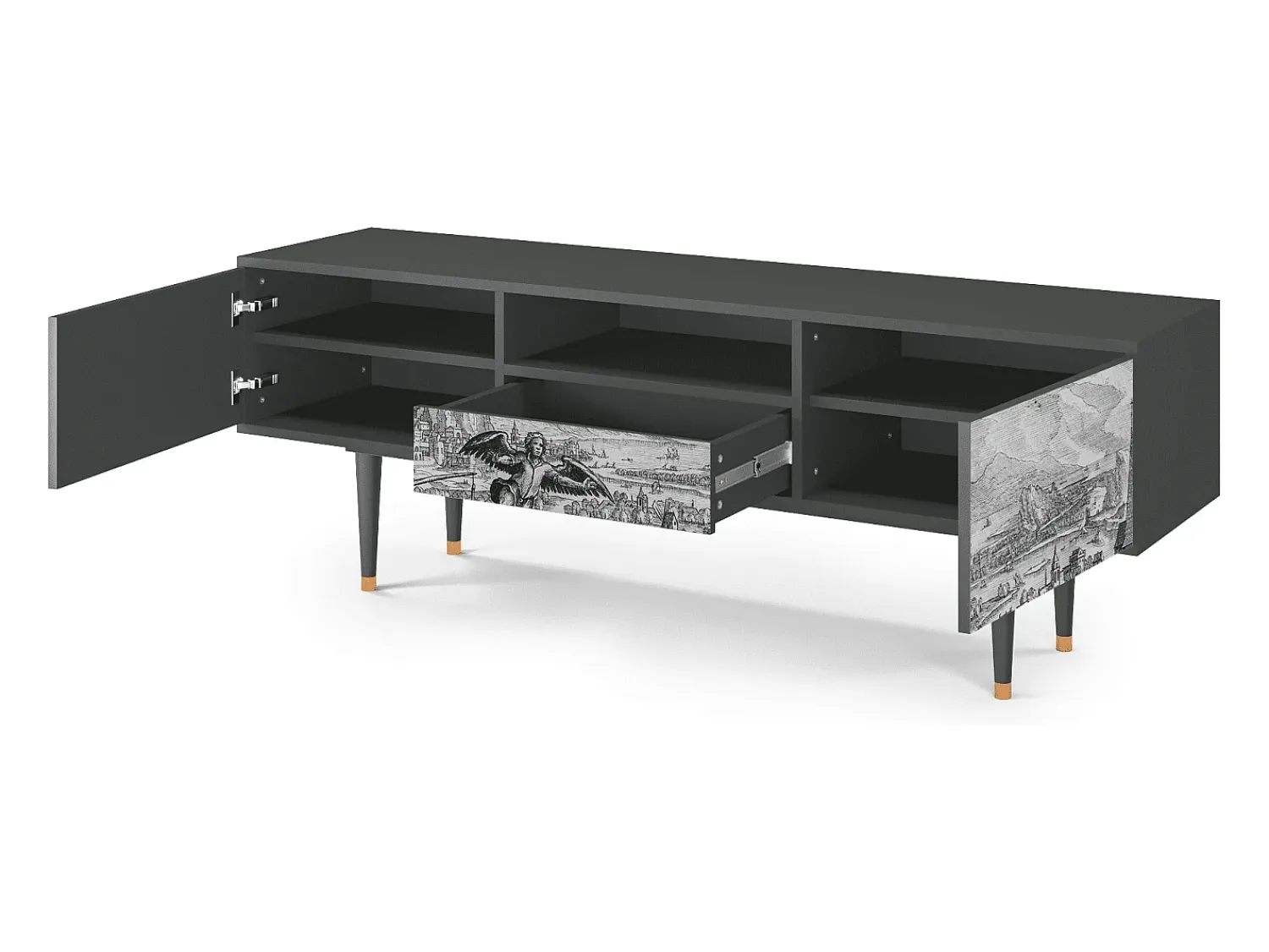 Hot Mueble de TV - 170х59х41 cm - T6 - Departure, Antracite Cinza antracite