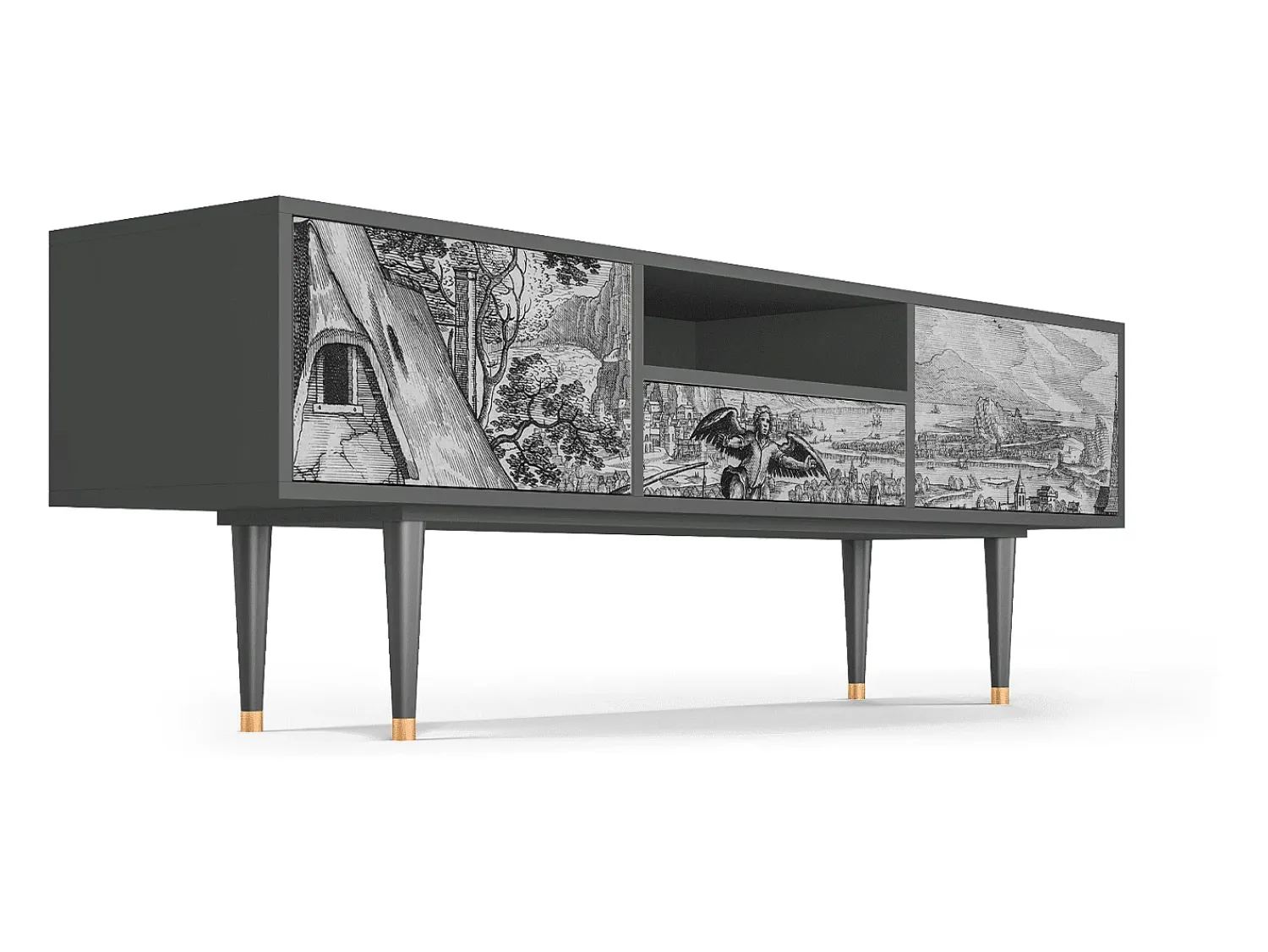 Hot Mueble de TV - 170х59х41 cm - T6 - Departure, Antracite Cinza antracite