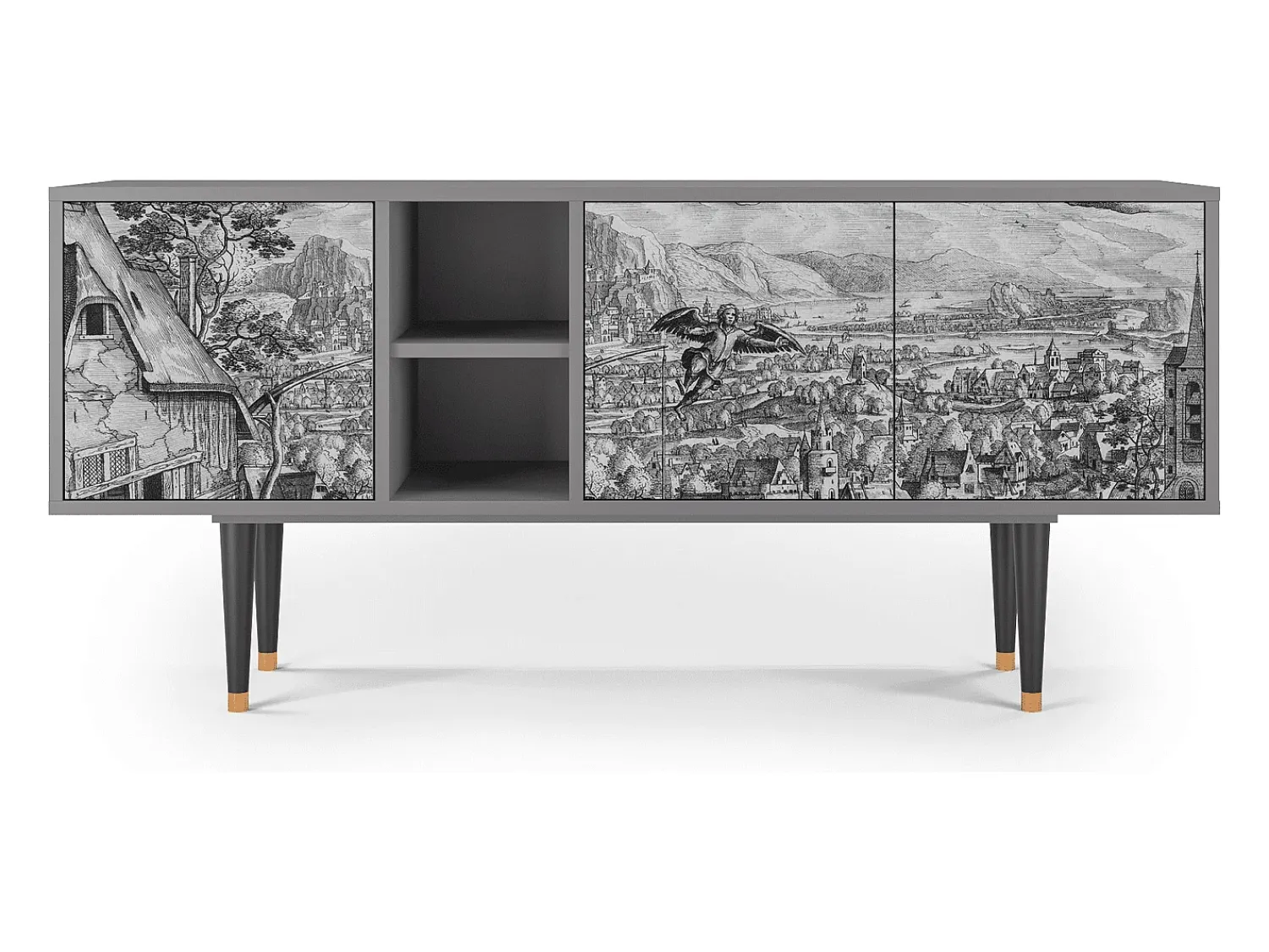 Móvel De Tv| Mueble de TV - 150х69х41 cm - T5 - Departure, Cinza Cinzento