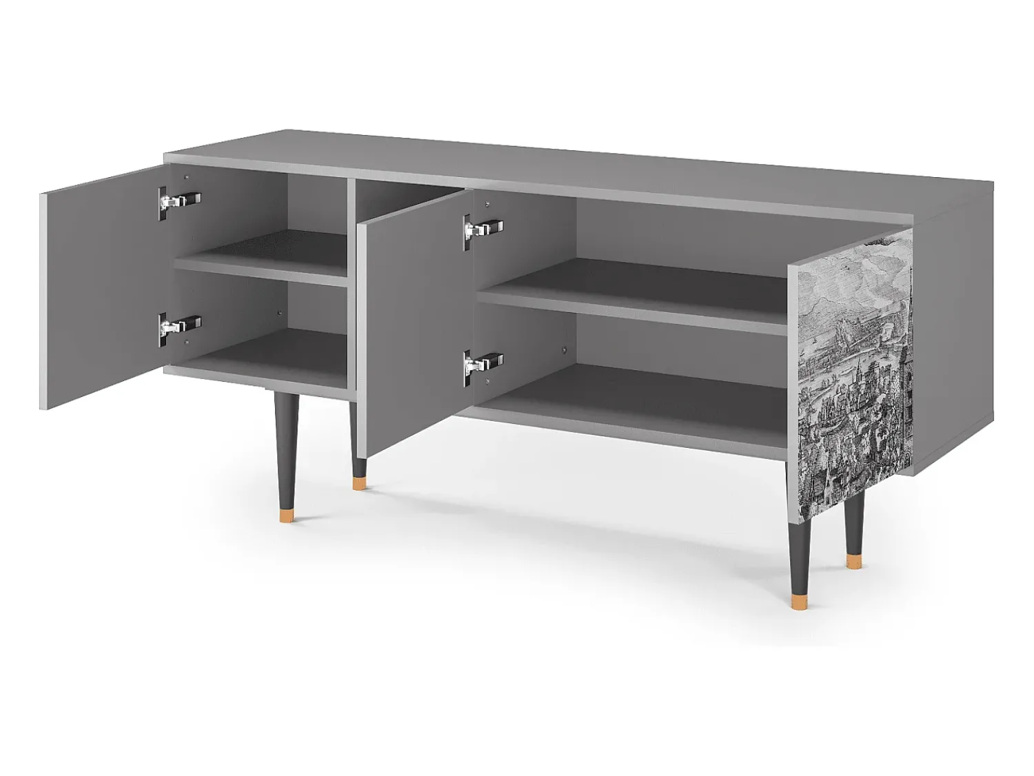 Móvel De Tv| Mueble de TV - 150х69х41 cm - T5 - Departure, Cinza Cinzento