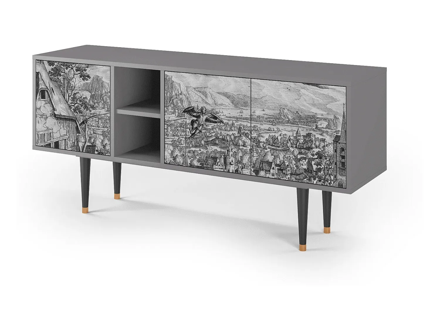 Móvel De Tv| Mueble de TV - 150х69х41 cm - T5 - Departure, Cinza Cinzento