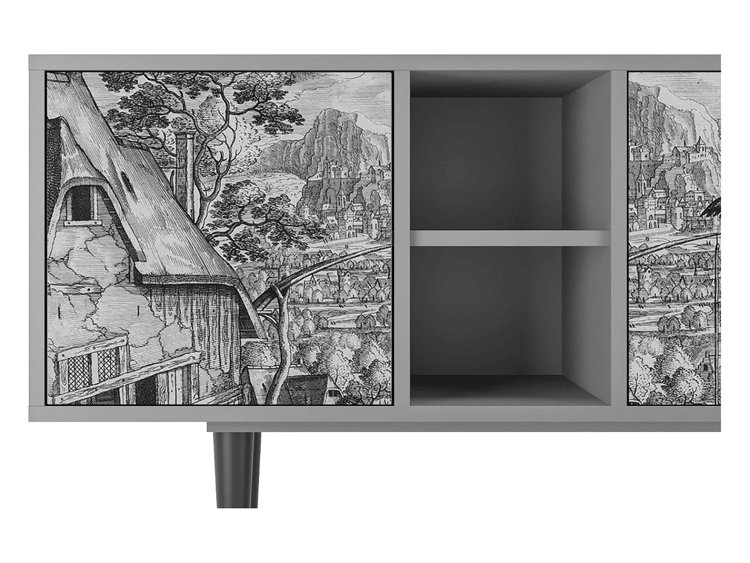 Móvel De Tv| Mueble de TV - 150х69х41 cm - T5 - Departure, Cinza Cinzento