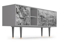 Móvel De Tv| Mueble de TV - 150х69х41 cm - T5 - Departure, Cinza Cinzento