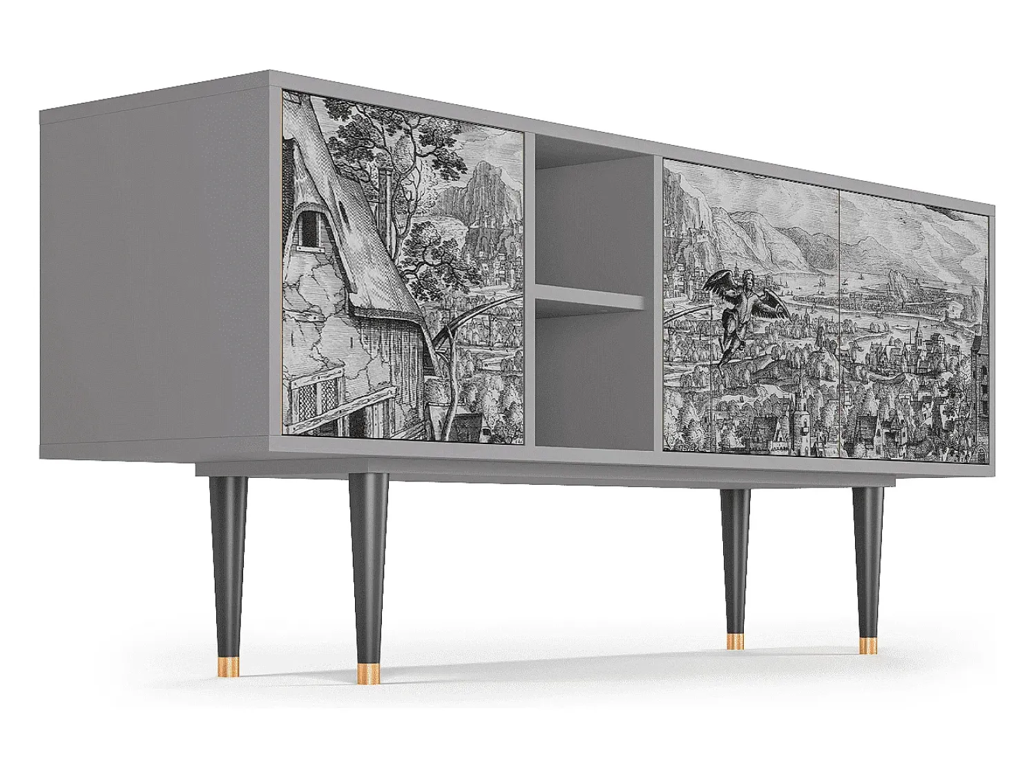 Móvel De Tv| Mueble de TV - 150х69х41 cm - T5 - Departure, Cinza Cinzento