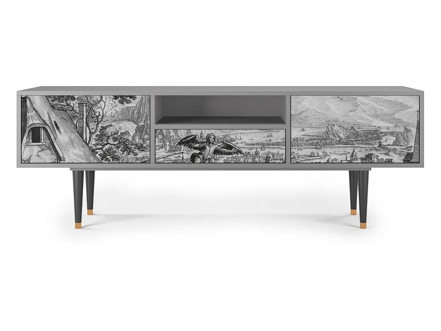 Móvel De Tv* Mueble de TV - 170х59х41 cm - T6 - Departure, Cinza Cinzento