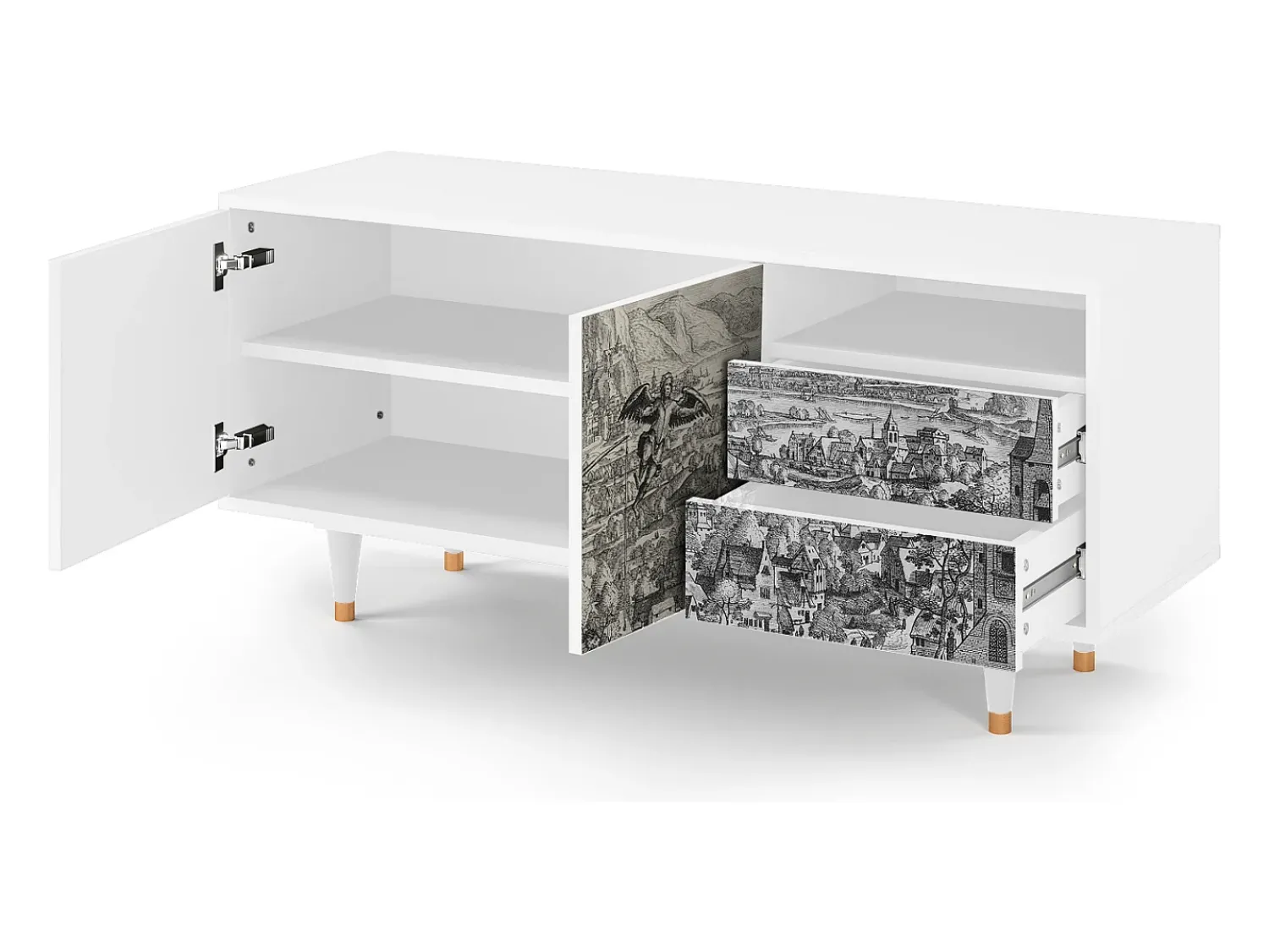 Online Mueble de TV - 125х56х41 cm - T7 - Departure, Branco Bege