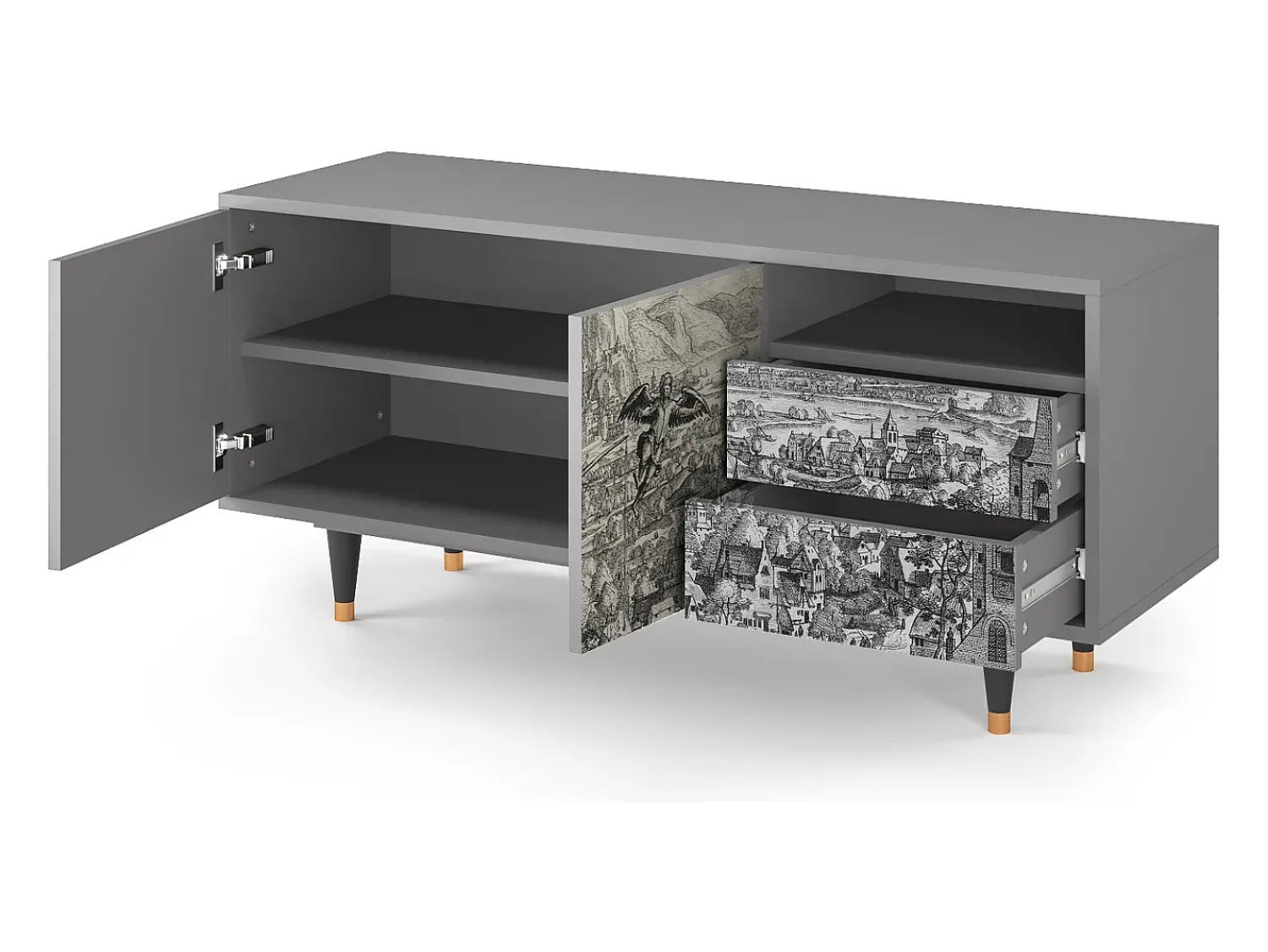 Mueble de TV - 125х56х41 cm - T7 - Departure, Cinza^ Móvel De Tv