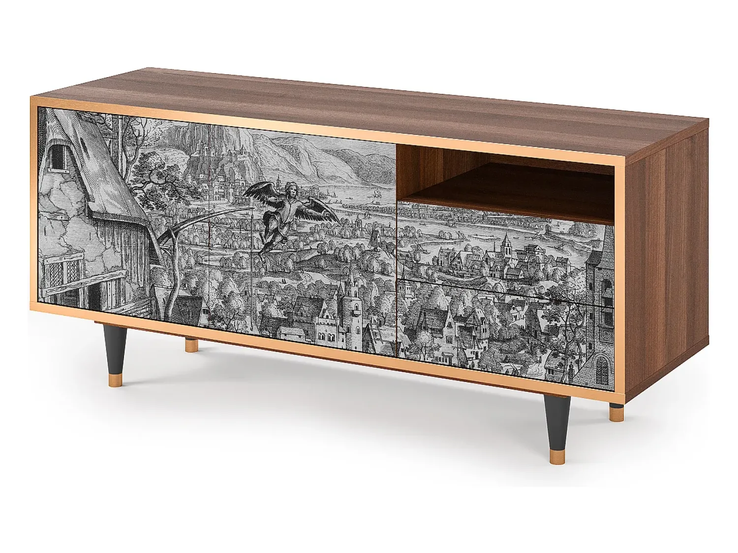 Móvel De Tv* Mueble de TV - 125х56х41 cm - T7 - Departure, Nogueira Castanho