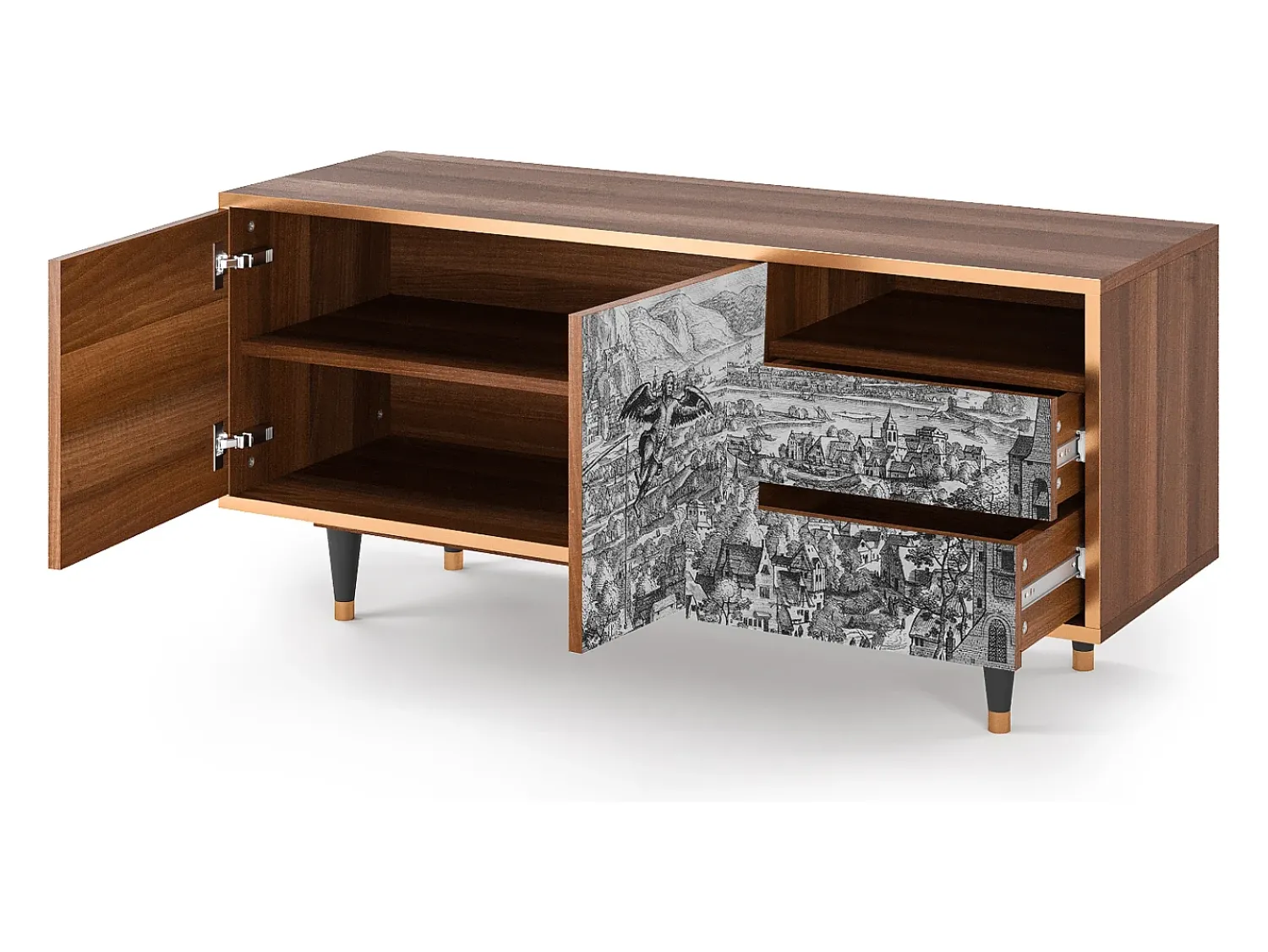 Móvel De Tv* Mueble de TV - 125х56х41 cm - T7 - Departure, Nogueira Castanho