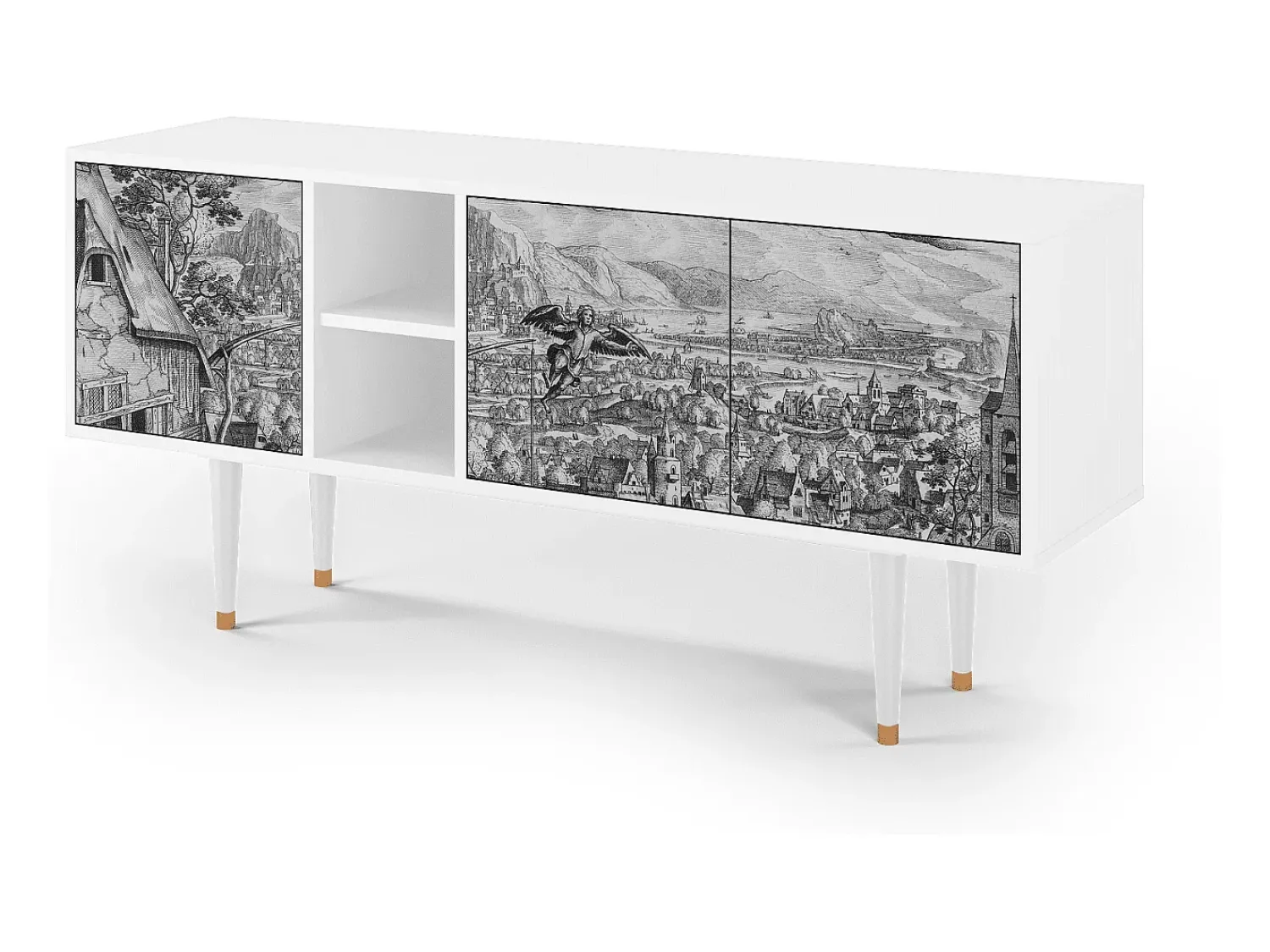 Mueble de TV - 150х69х41 cm - T5 - Departure, Branco^ Móvel De Tv