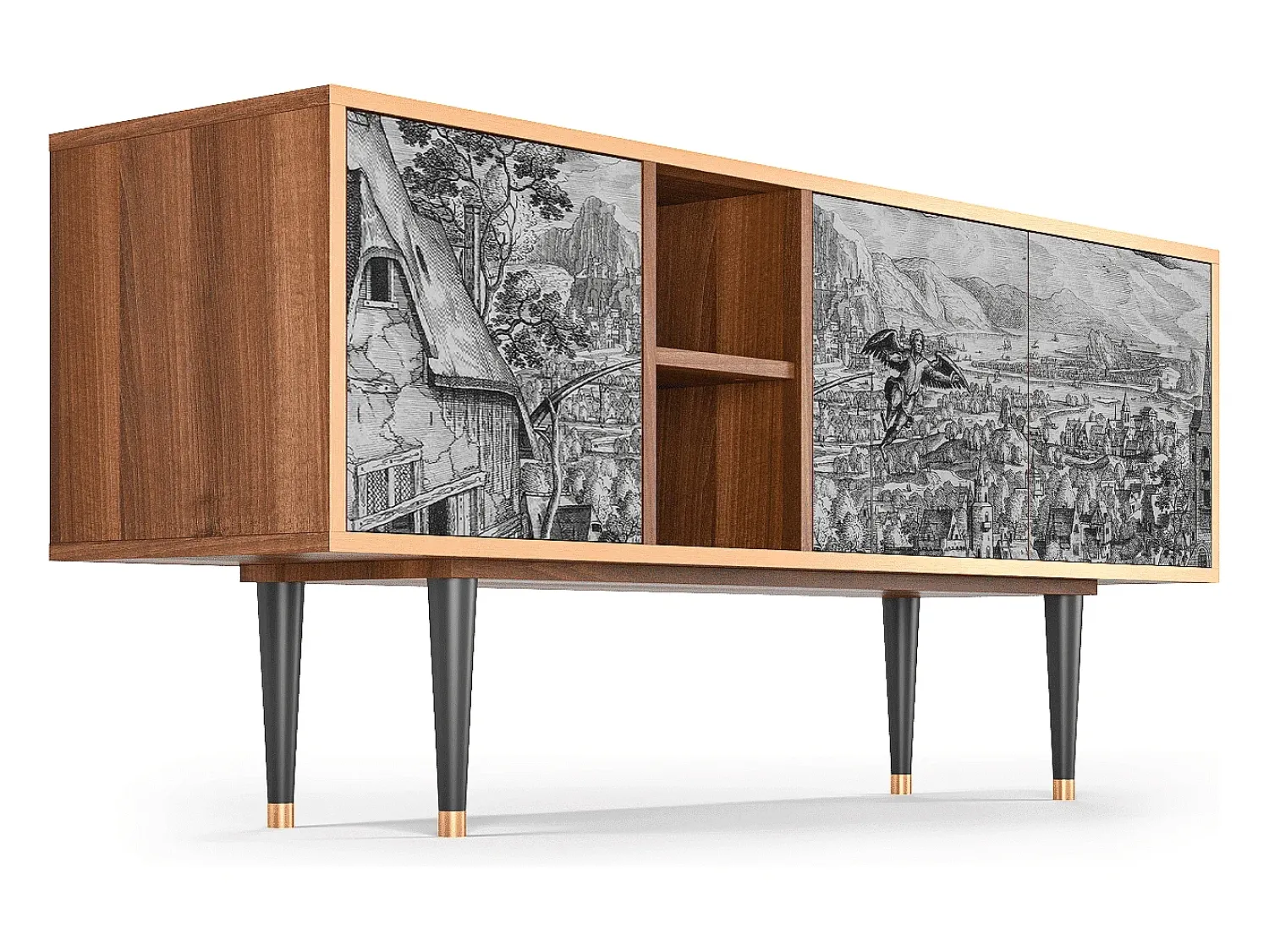 New Mueble de TV - 150х69х41 cm - T5 - Departure, Nogueira Castanho