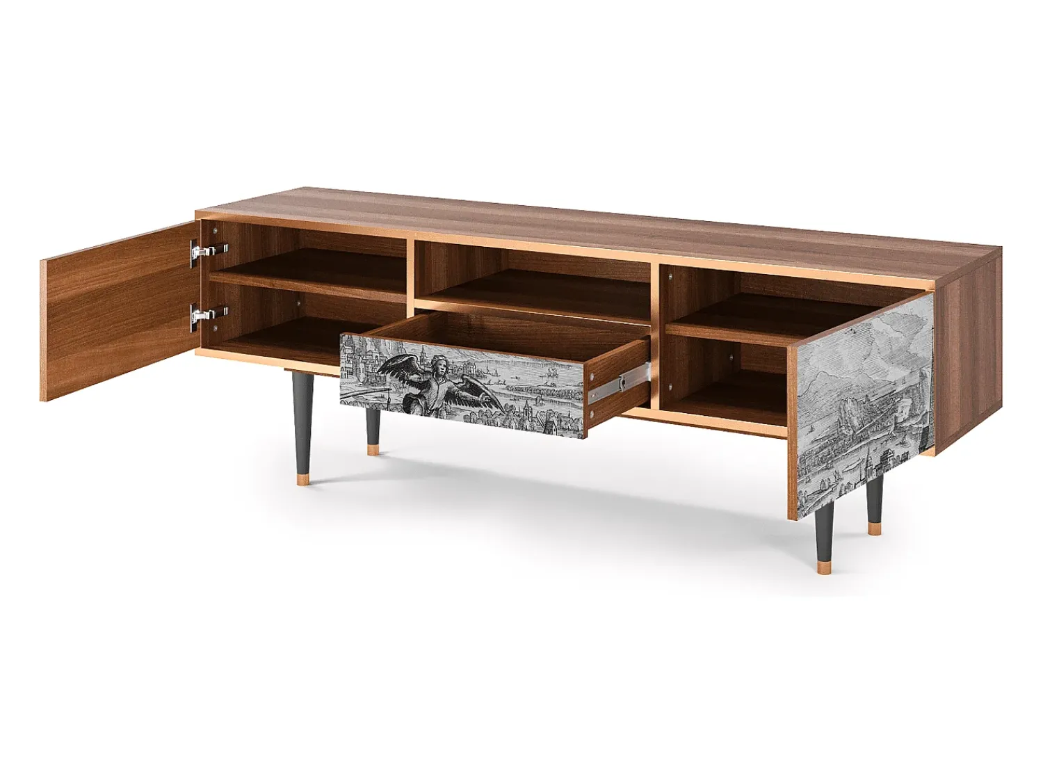 Outlet Mueble de TV - 170х59х41 cm - T6 - Departure, Nogueira Castanho
