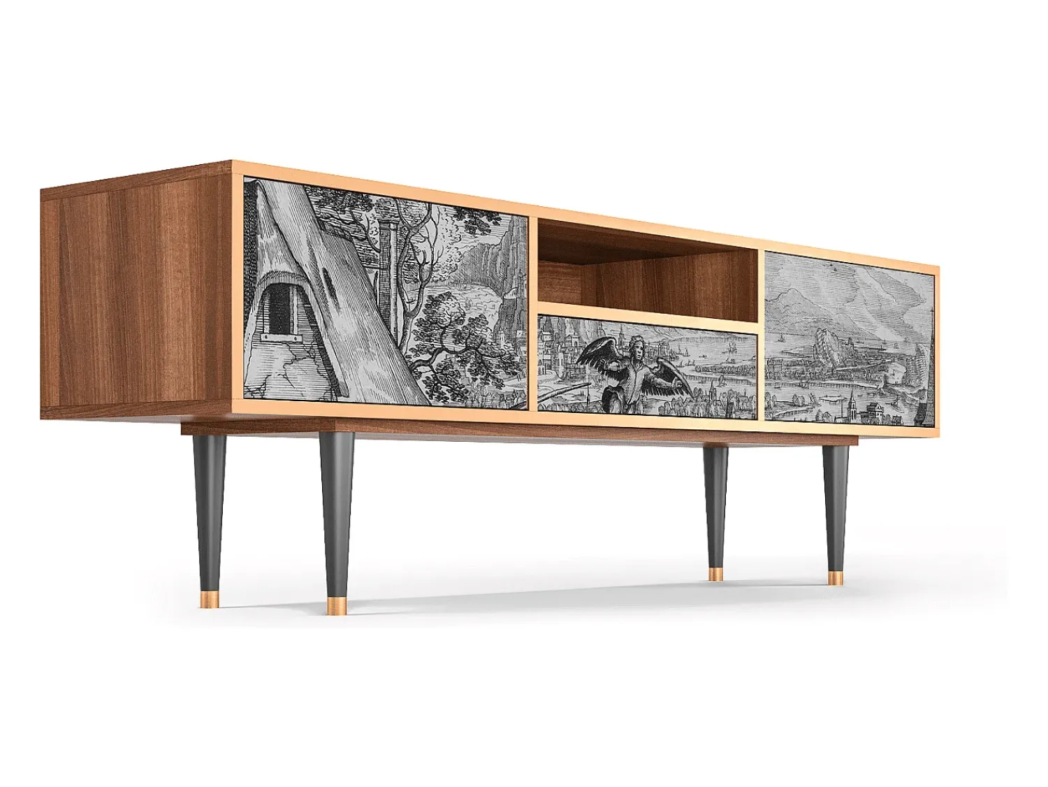 Outlet Mueble de TV - 170х59х41 cm - T6 - Departure, Nogueira Castanho