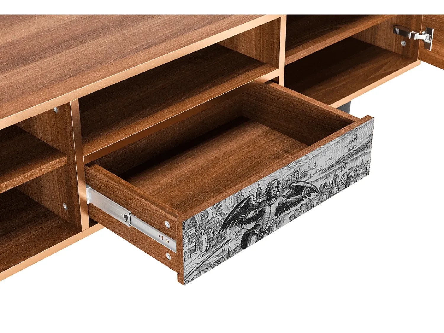 Outlet Mueble de TV - 170х59х41 cm - T6 - Departure, Nogueira Castanho