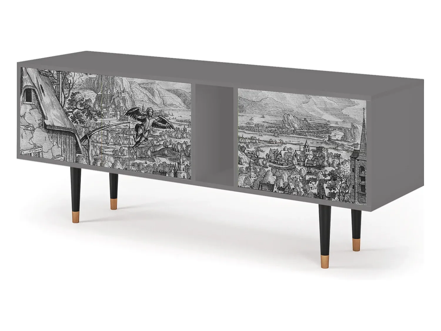 Móvel De Tv| Mueble de TV - 170х69х48 cm - T1 - Departure, Cinza Cinzento