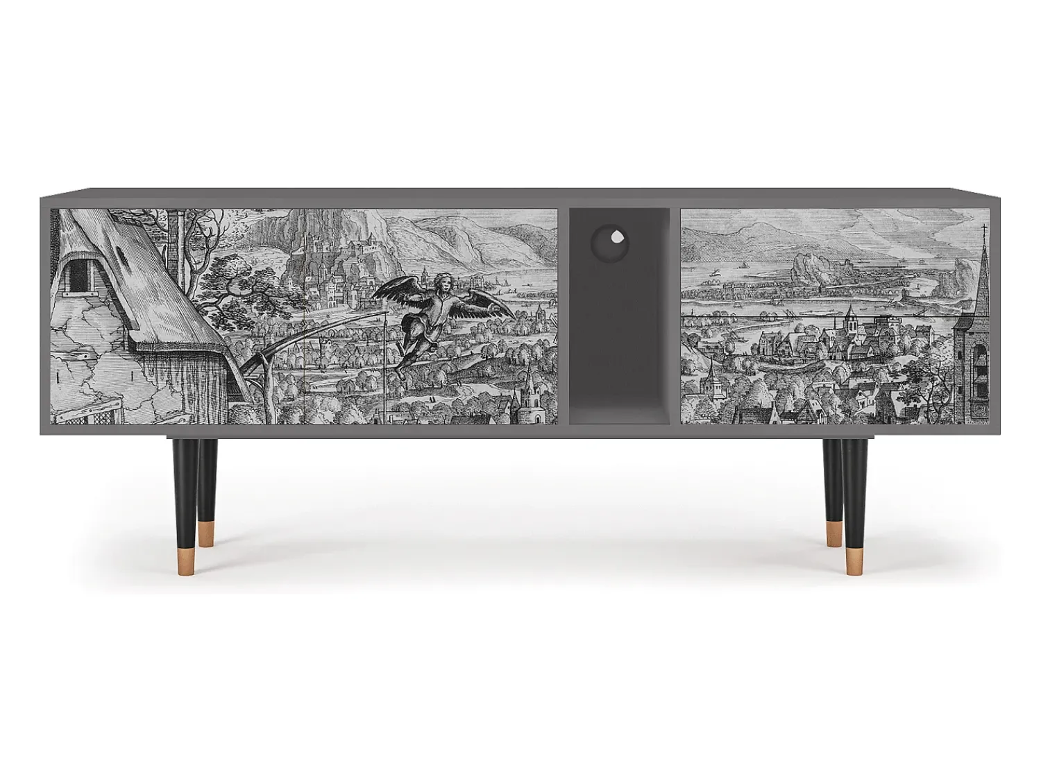 Móvel De Tv| Mueble de TV - 170х69х48 cm - T1 - Departure, Cinza Cinzento