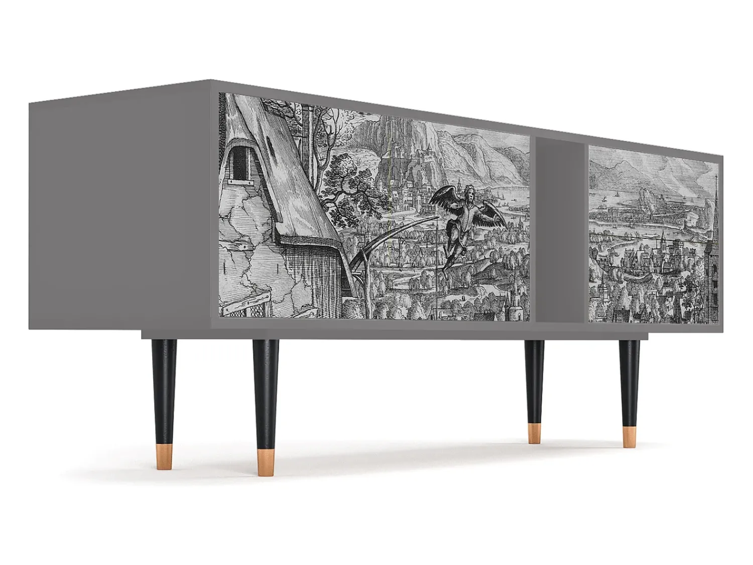 Móvel De Tv| Mueble de TV - 170х69х48 cm - T1 - Departure, Cinza Cinzento