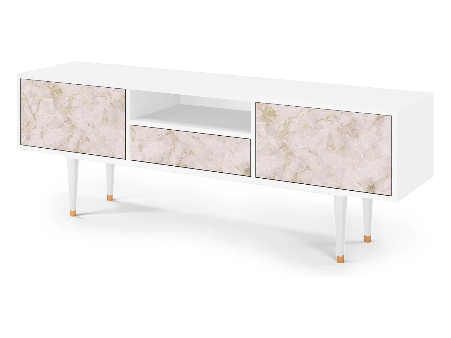 Mueble de TV - 170х59х41 cm - T6 - Dirty Roses, Branco^ Móvel De Tv