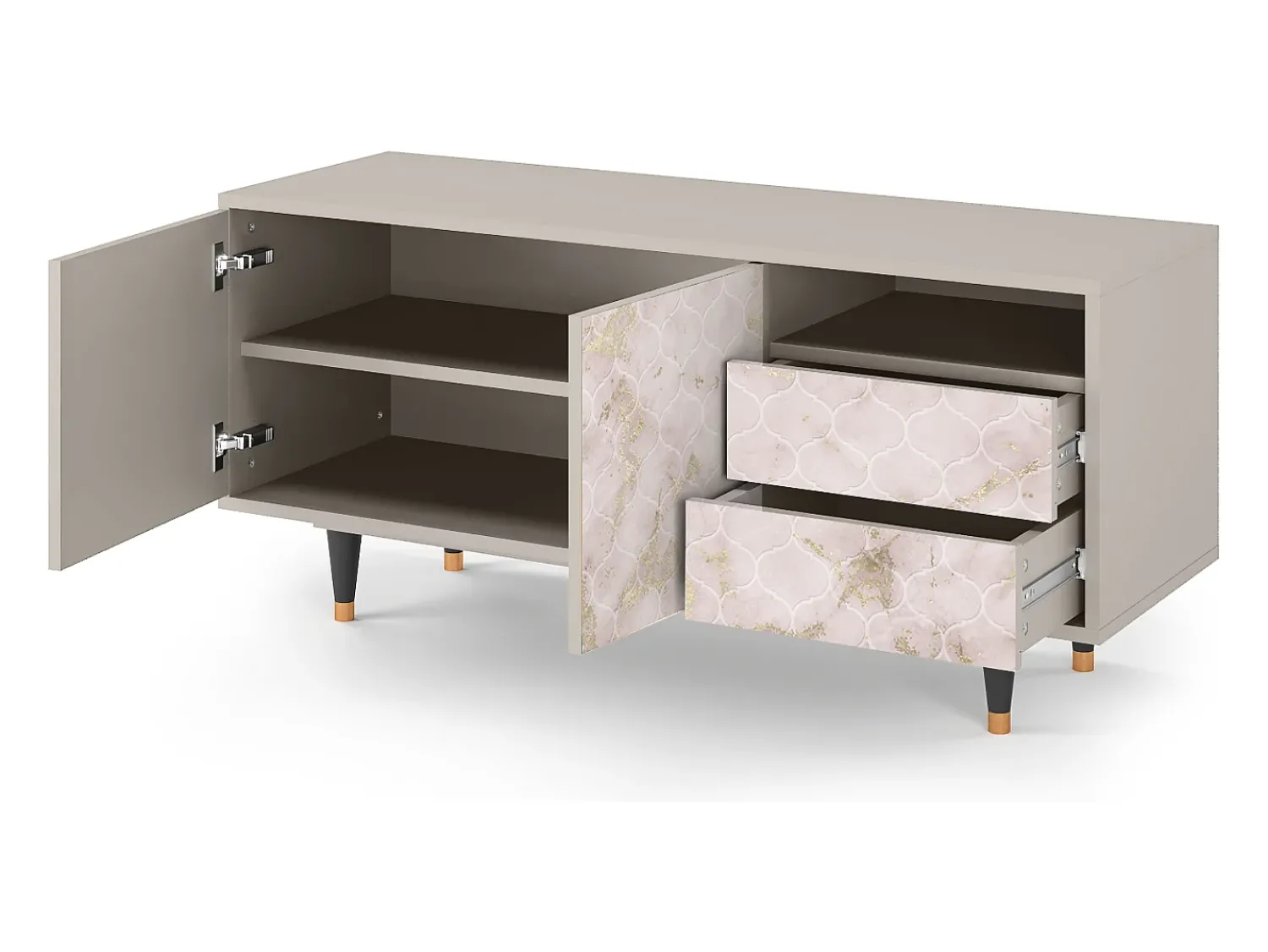 Móvel De Tv* Mueble de TV - 125х56х41 cm - T7 - Dirty Roses, Areia Bege