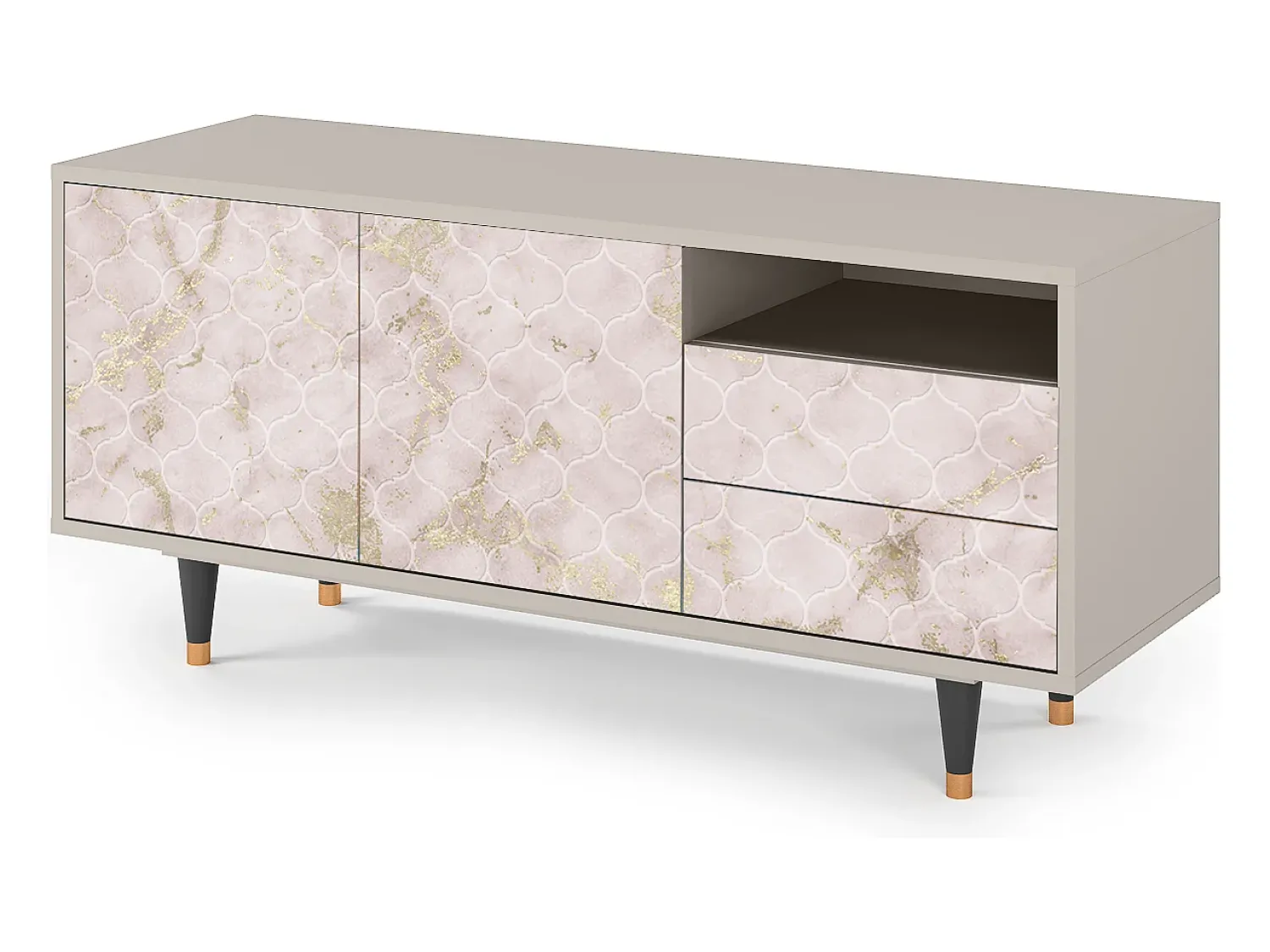 Móvel De Tv* Mueble de TV - 125х56х41 cm - T7 - Dirty Roses, Areia Bege
