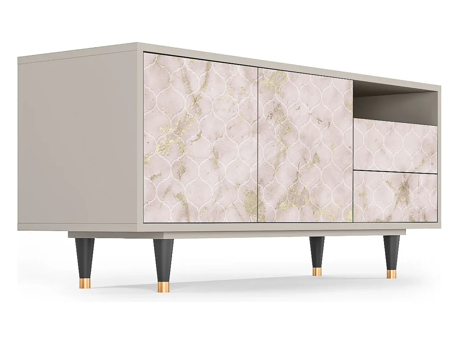 Móvel De Tv* Mueble de TV - 125х56х41 cm - T7 - Dirty Roses, Areia Bege