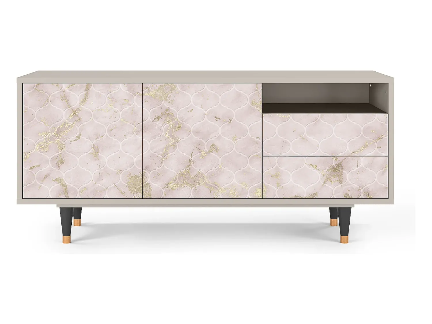 Móvel De Tv* Mueble de TV - 125х56х41 cm - T7 - Dirty Roses, Areia Bege