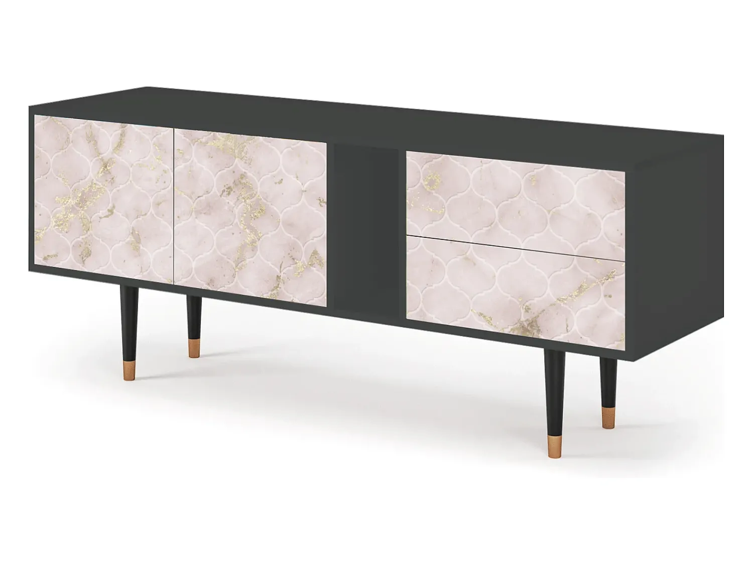 Móvel De Tv| Mueble de TV - 170х69х48 cm - T1 - Dirty Roses, Antracite Cinza antracite
