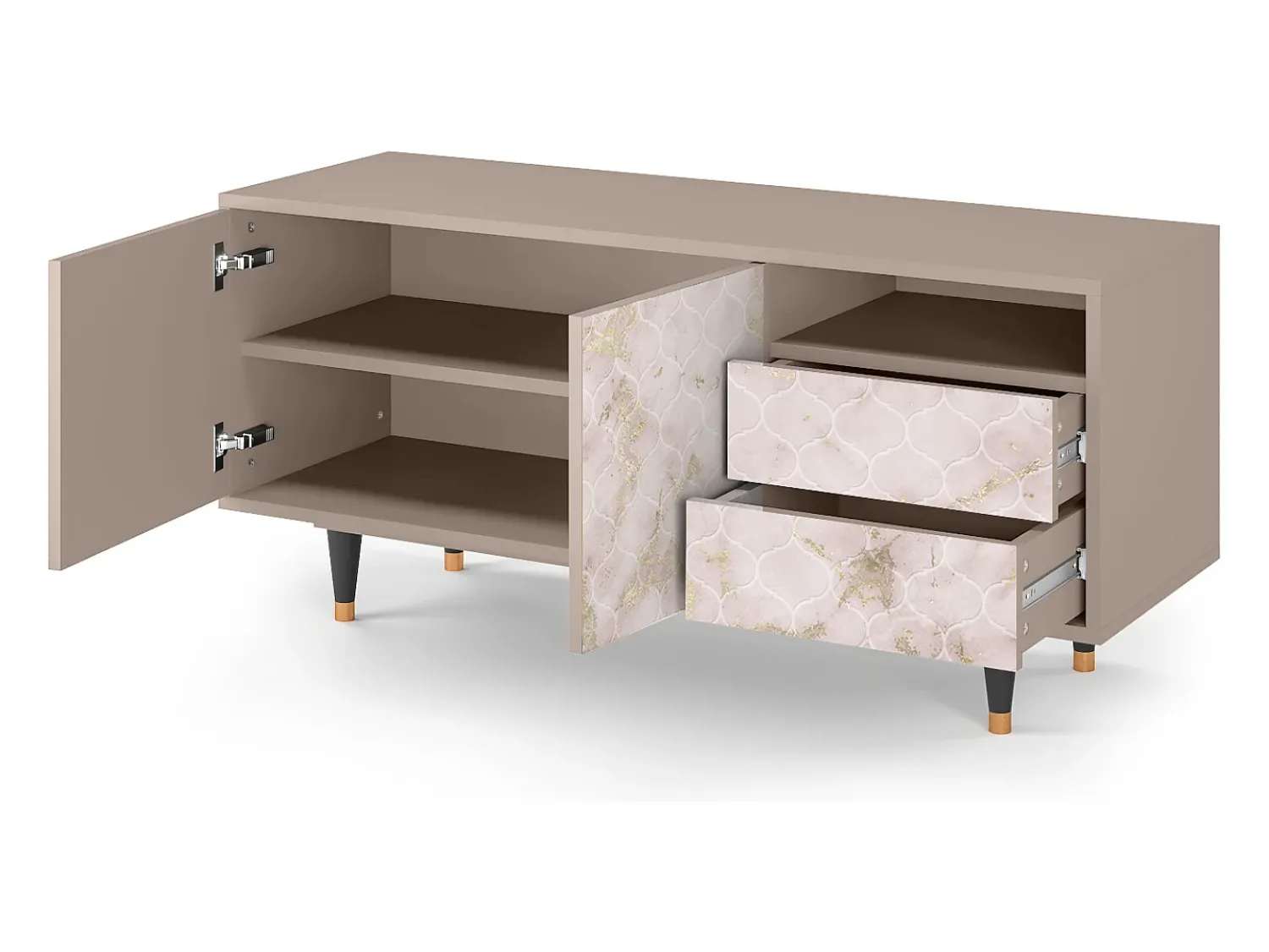 Móvel De Tv* Mueble de TV - 125х56х41 cm - T7 - Dirty Roses, Latte Bege
