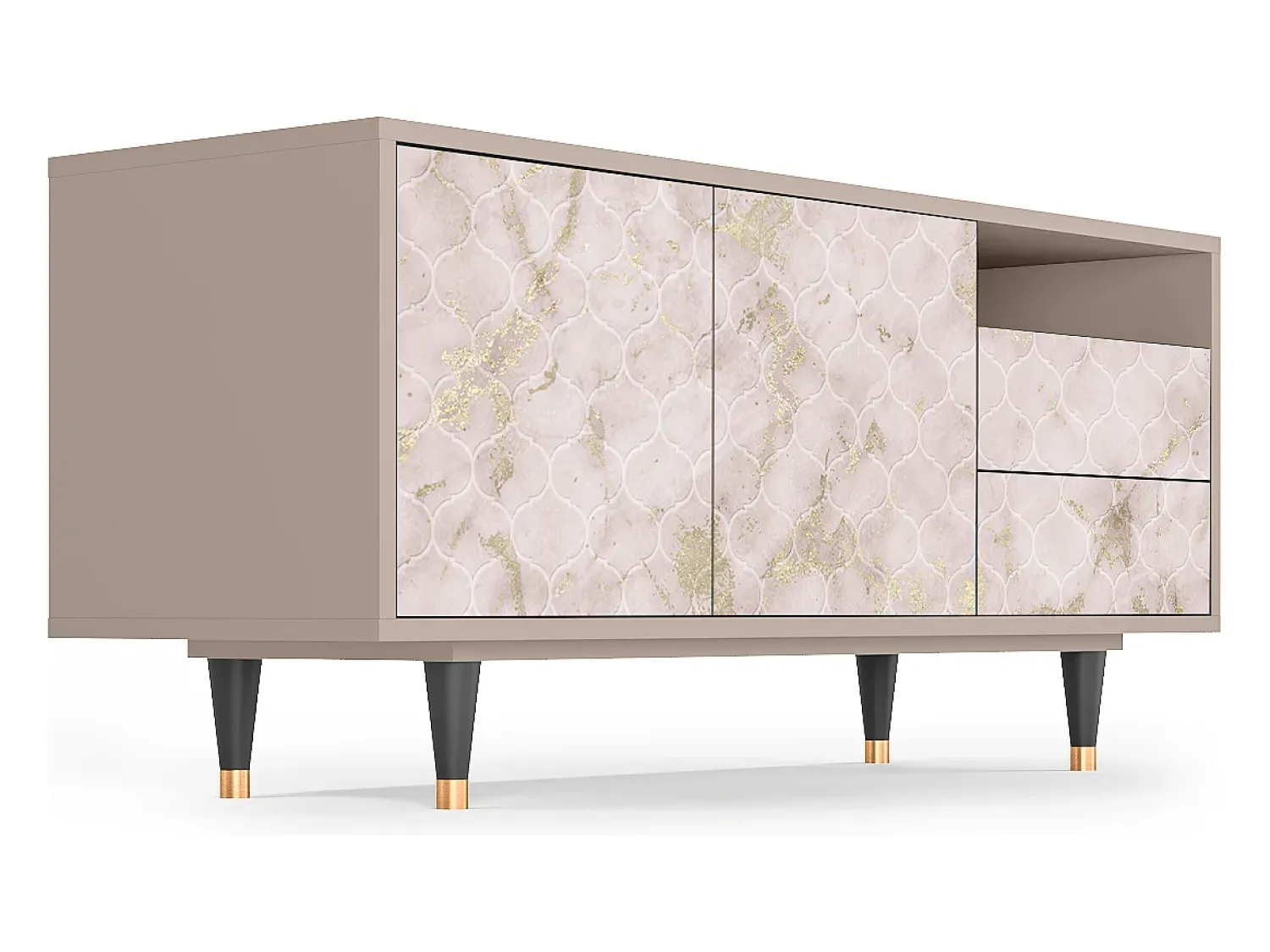 Móvel De Tv* Mueble de TV - 125х56х41 cm - T7 - Dirty Roses, Latte Bege