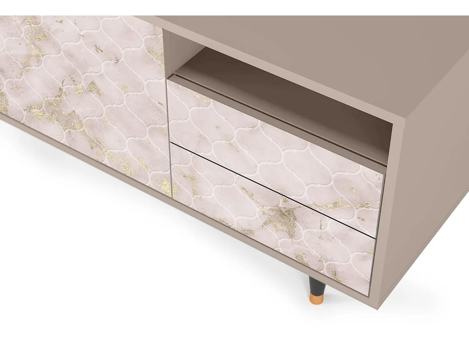Móvel De Tv* Mueble de TV - 125х56х41 cm - T7 - Dirty Roses, Latte Bege