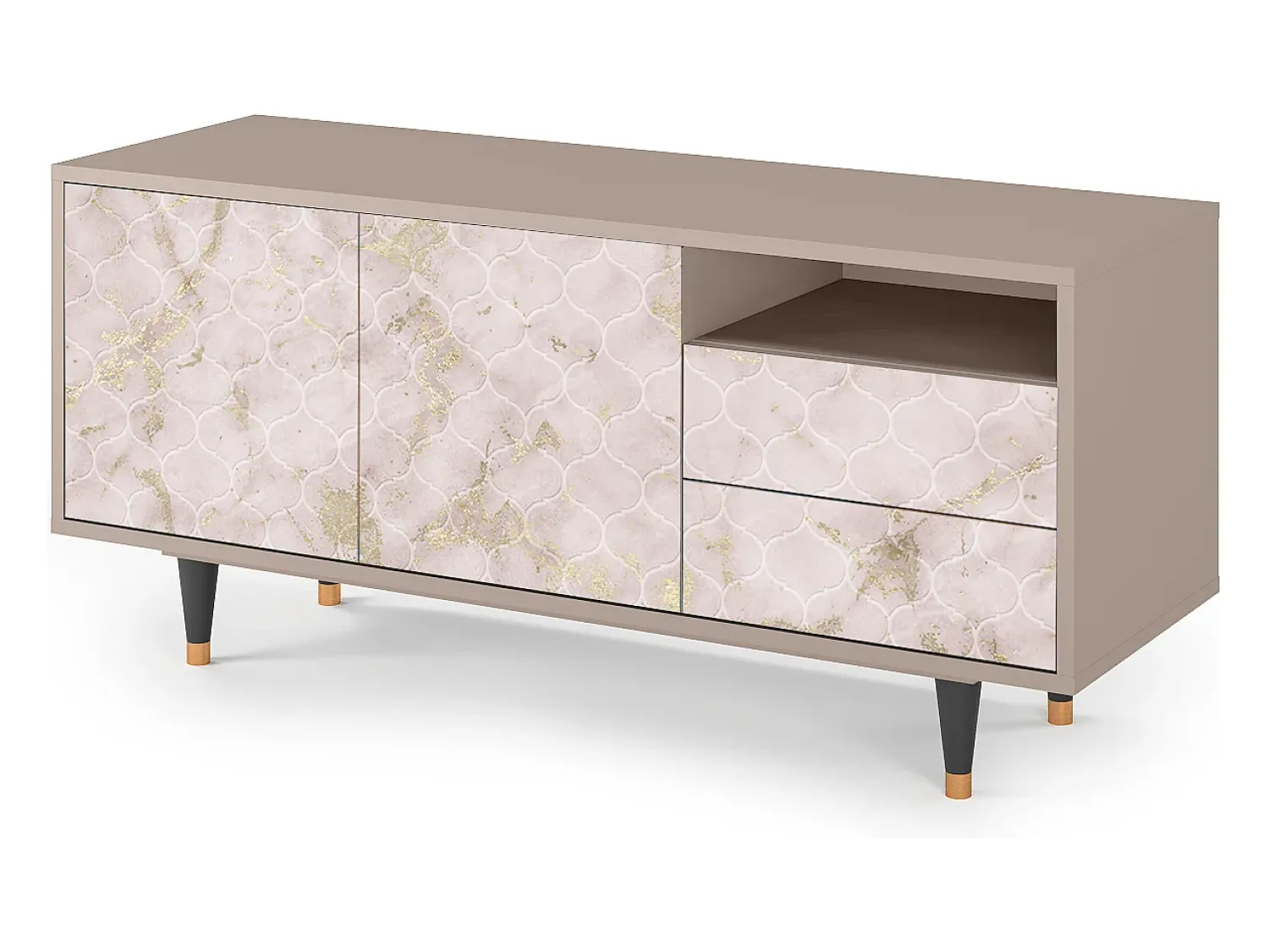 Móvel De Tv* Mueble de TV - 125х56х41 cm - T7 - Dirty Roses, Latte Bege