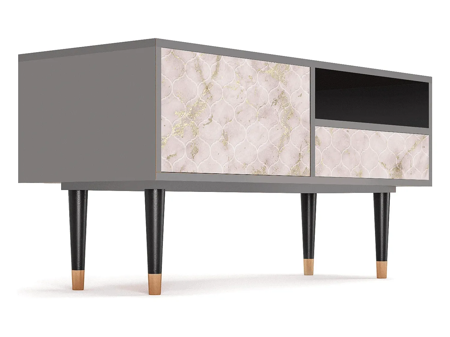 Móvel De Tv* Mueble de TV - 115х59х48 cm - T3 - Dirty Roses, Cinza Cinzento