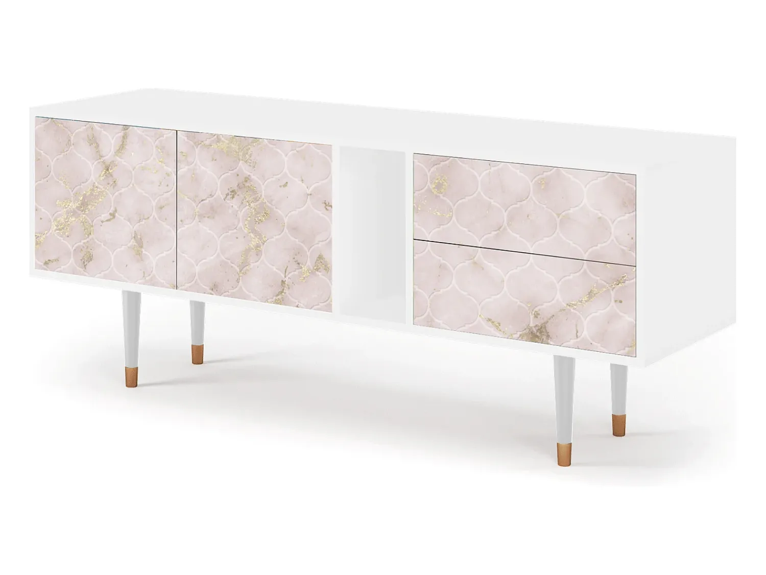 Móvel De Tv| Mueble de TV - 170х69х48 cm - T1 - Dirty Roses, Branco Bege