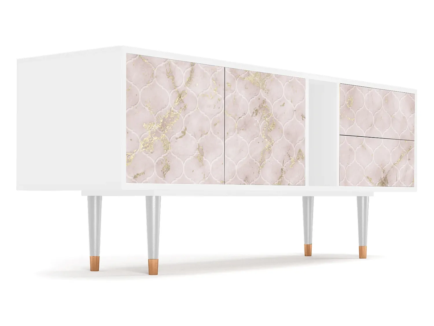 Móvel De Tv| Mueble de TV - 170х69х48 cm - T1 - Dirty Roses, Branco Bege