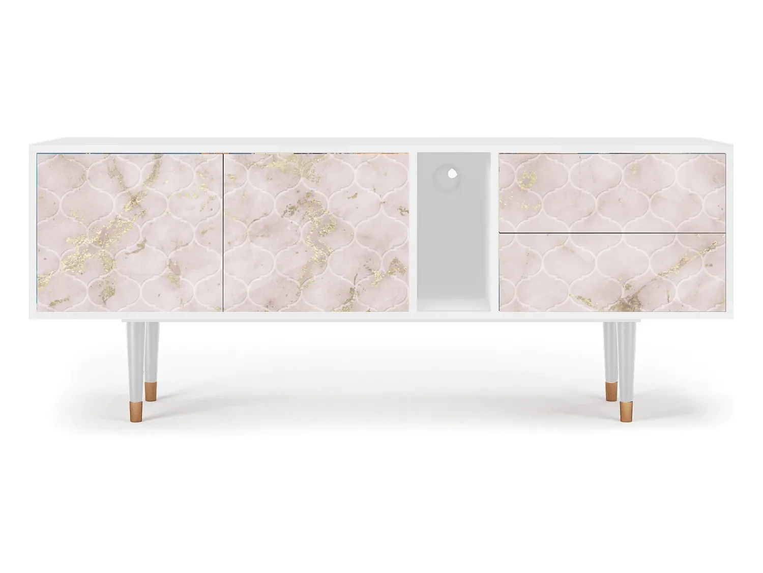 Móvel De Tv| Mueble de TV - 170х69х48 cm - T1 - Dirty Roses, Branco Bege