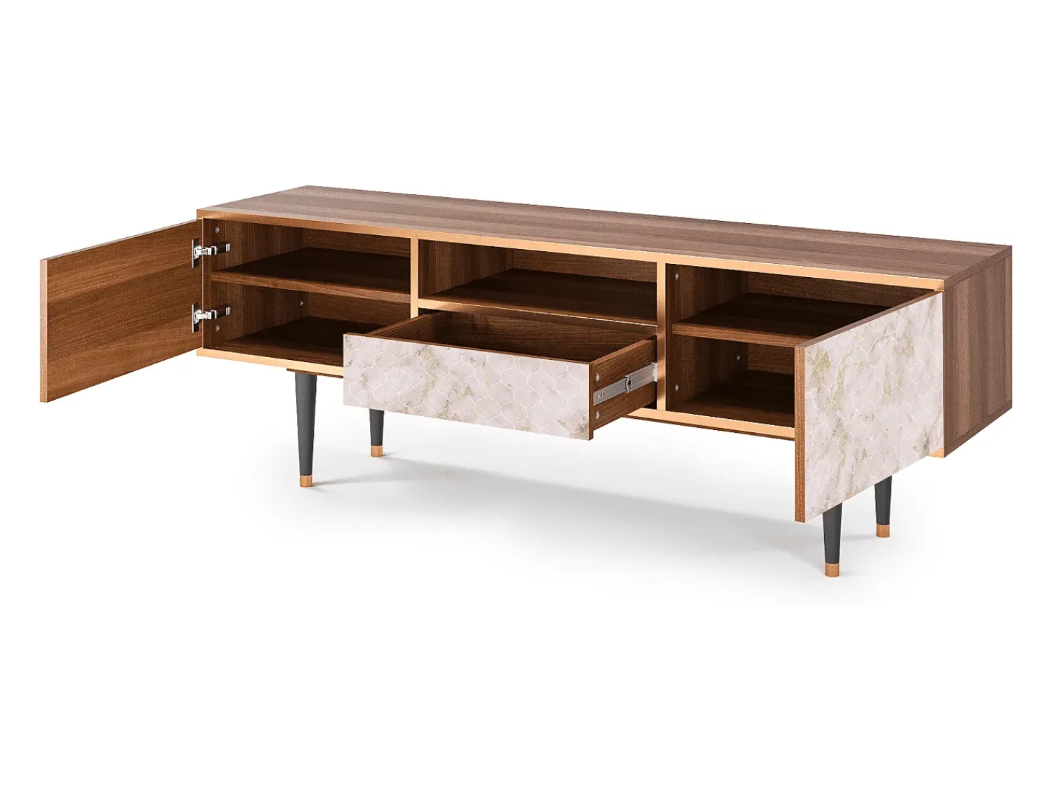 Outlet Mueble de TV - 170х59х41 cm - T6 - Dirty Roses, Nogueira Castanho