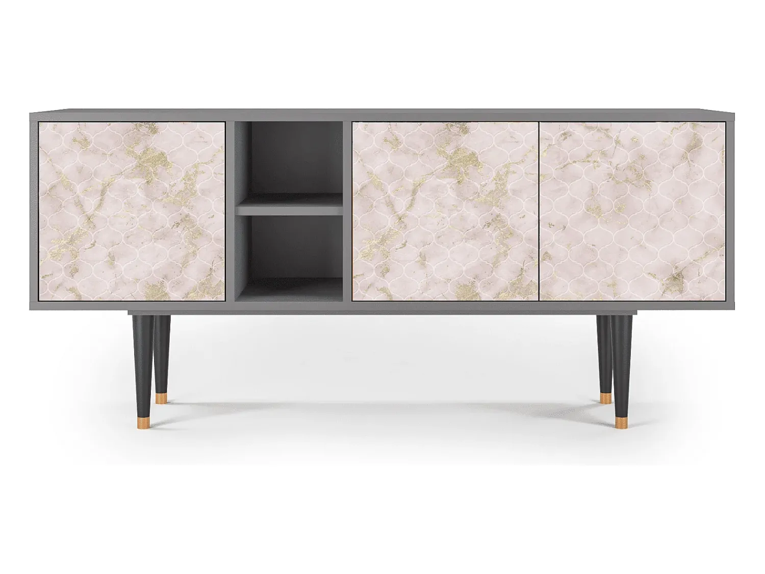 Móvel De Tv| Mueble de TV - 150х69х41 cm - T5 - Dirty Roses, Cinza Cinzento