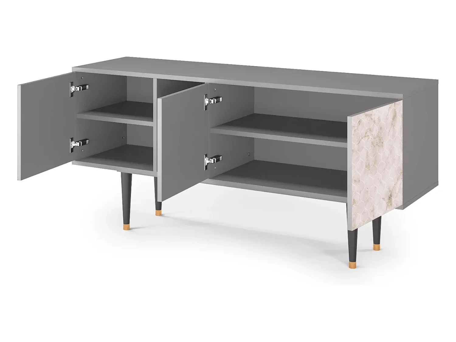 Móvel De Tv| Mueble de TV - 150х69х41 cm - T5 - Dirty Roses, Cinza Cinzento