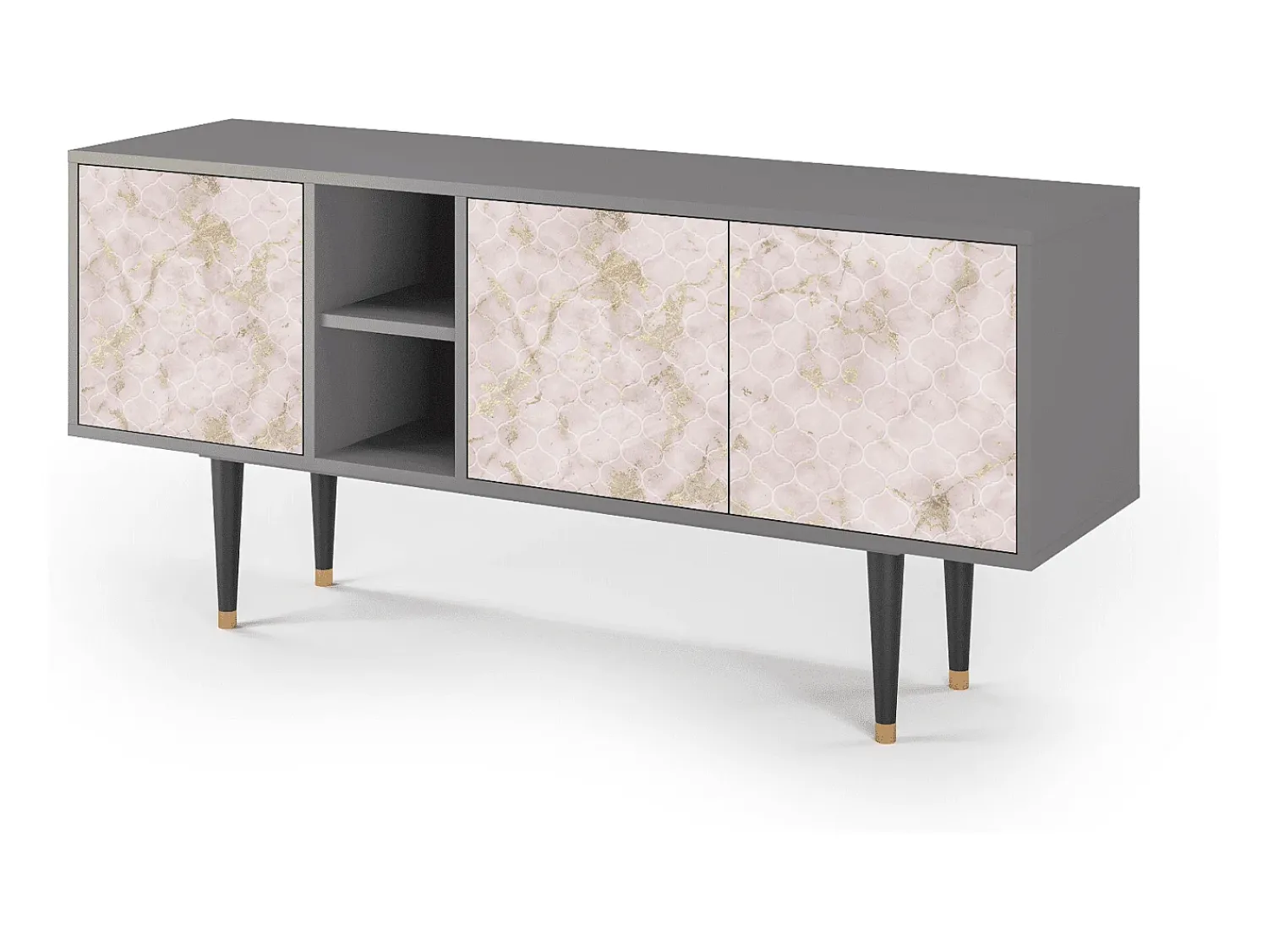 Móvel De Tv| Mueble de TV - 150х69х41 cm - T5 - Dirty Roses, Cinza Cinzento