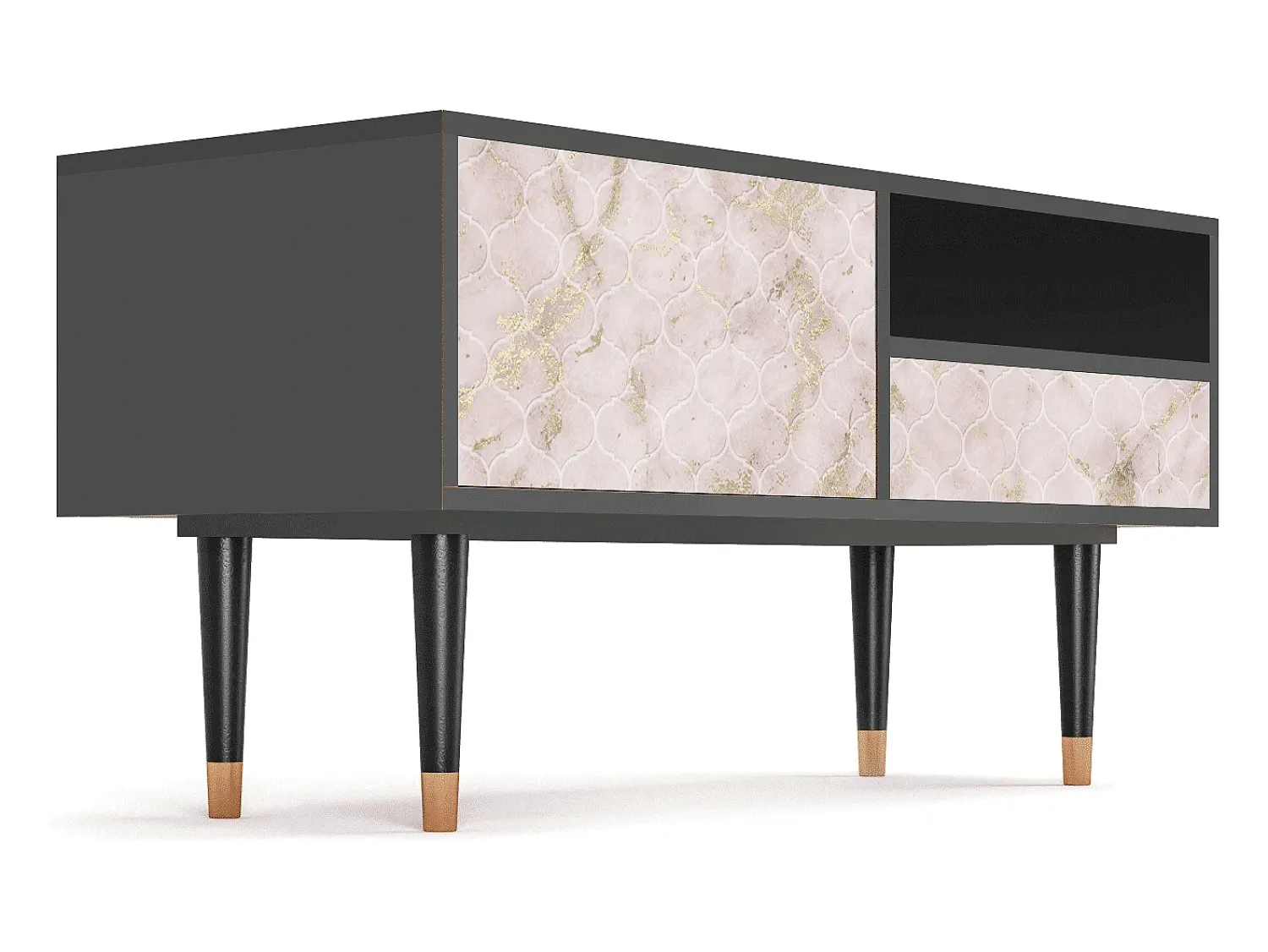 Móvel De Tv* Mueble de TV - 115х59х48 cm - T3 - Dirty Roses, Antracite Cinza antracite