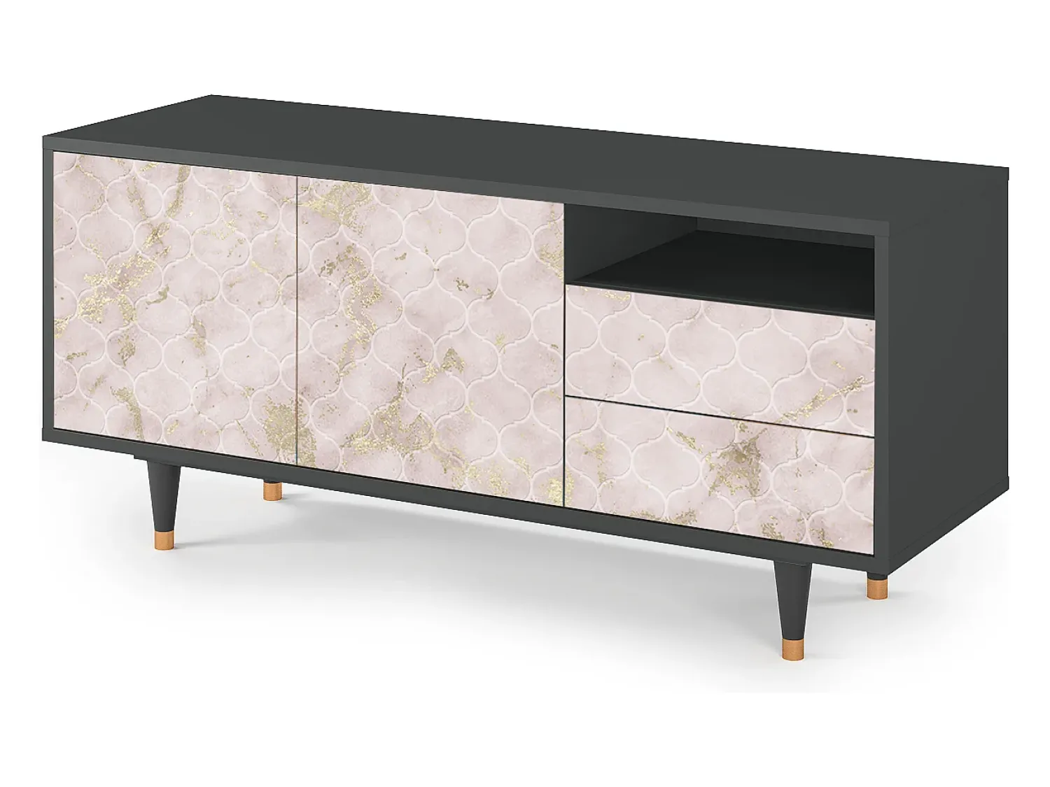 Mueble de TV - 125х56х41 cm - T7 - Dirty Roses, Antracite^ Móvel De Tv