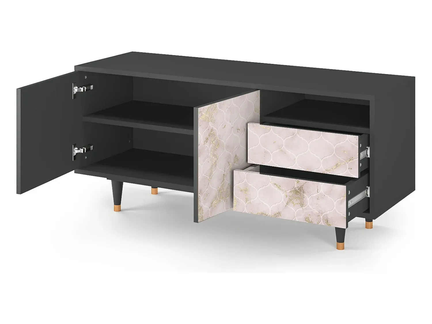 Mueble de TV - 125х56х41 cm - T7 - Dirty Roses, Antracite^ Móvel De Tv