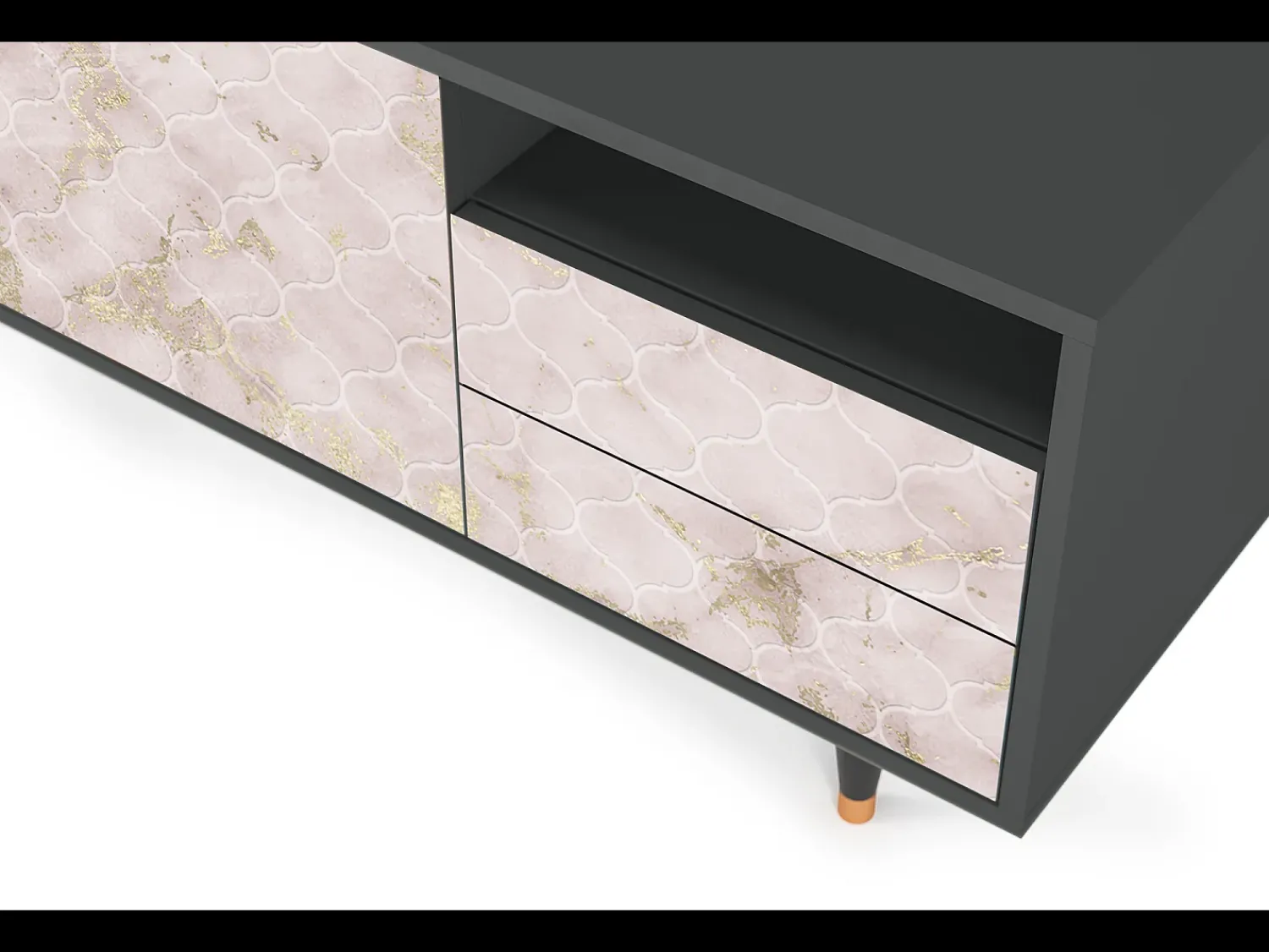 Mueble de TV - 125х56х41 cm - T7 - Dirty Roses, Antracite^ Móvel De Tv