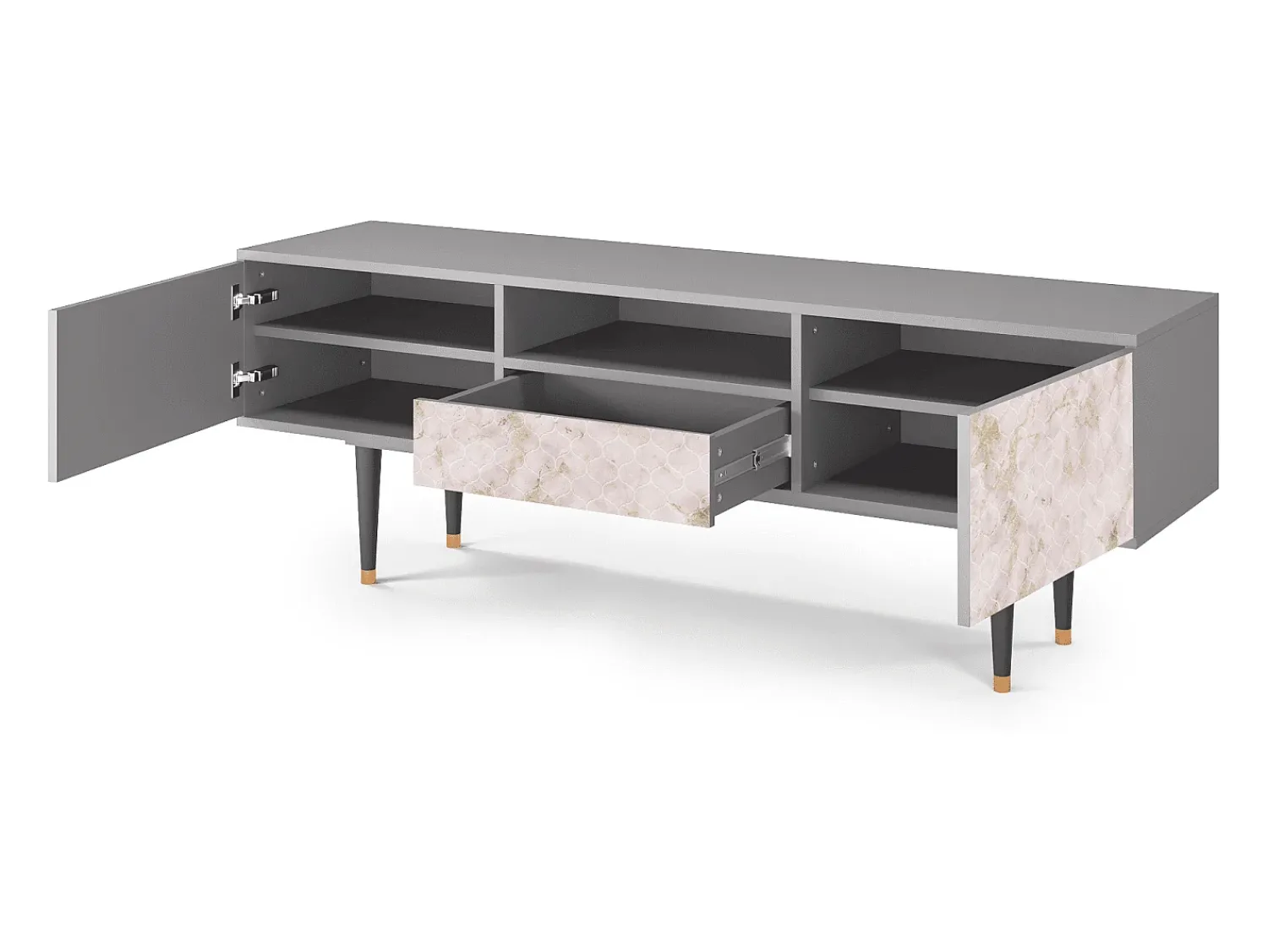 Móvel De Tv* Mueble de TV - 170х59х41 cm - T6 - Dirty Roses, Cinza Cinzento