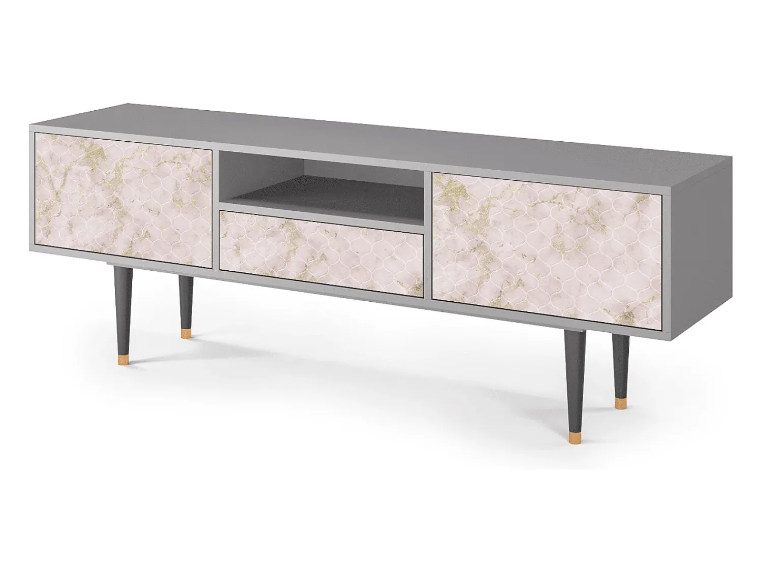 Móvel De Tv* Mueble de TV - 170х59х41 cm - T6 - Dirty Roses, Cinza Cinzento