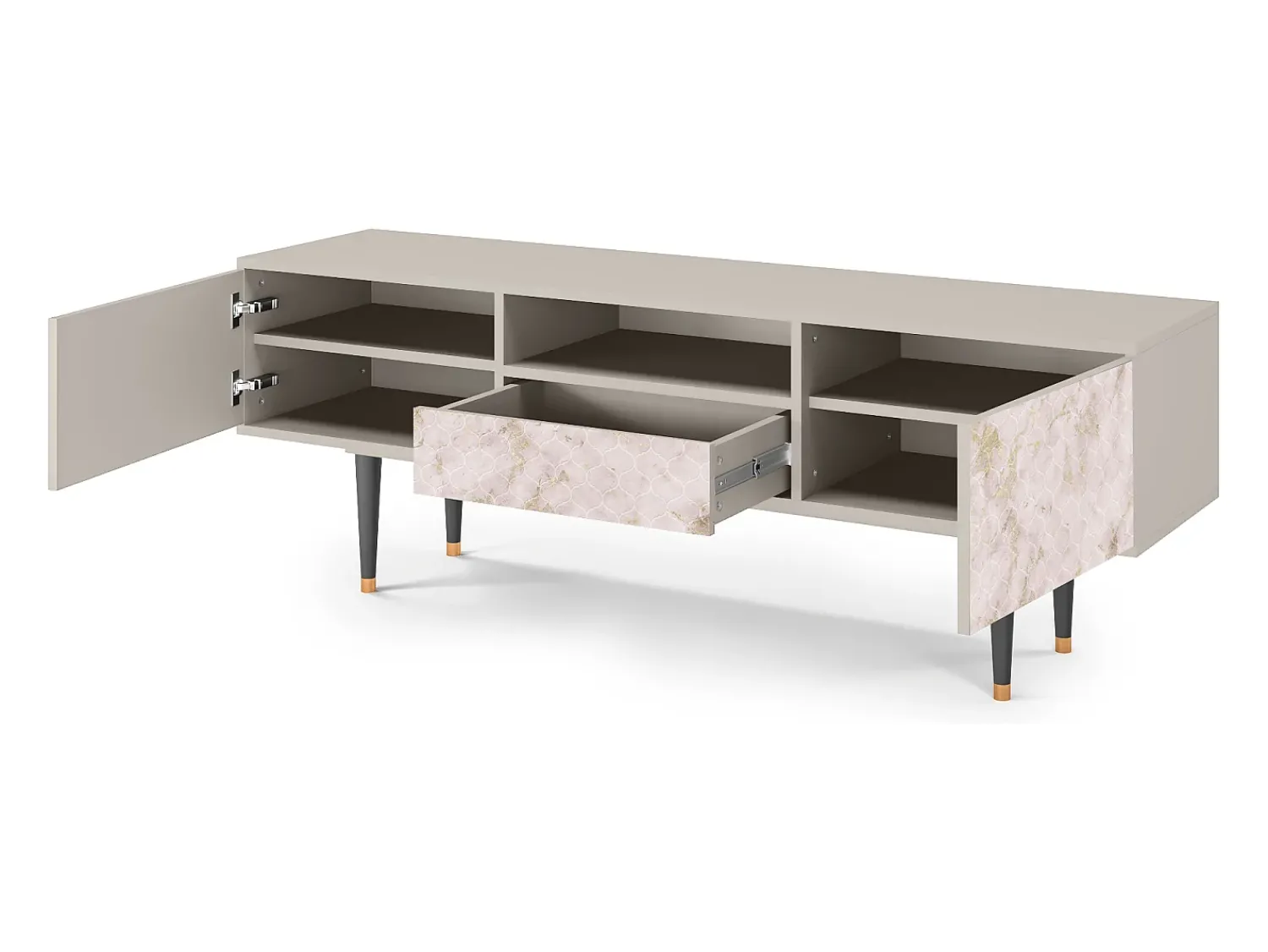 Móvel De Tv| Mueble de TV - 170х59х41 cm - T6 - Dirty Roses, Areia Bege