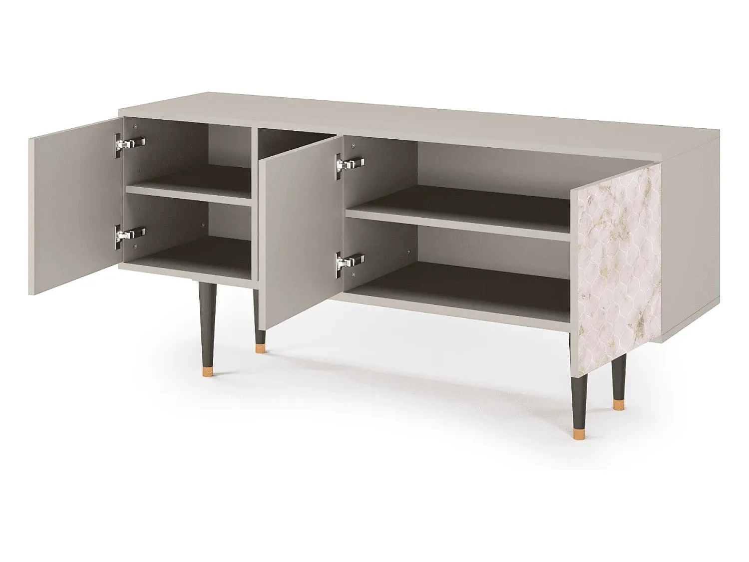 New Mueble de TV - 150х69х41 cm - T5 - Dirty Roses, Areia Bege