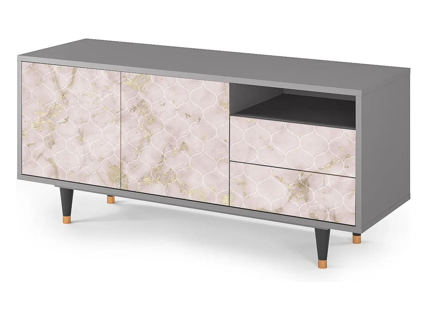 Móvel De Tv| Mueble de TV - 125х56х41 cm - T7 - Dirty Roses, Cinza Cinzento